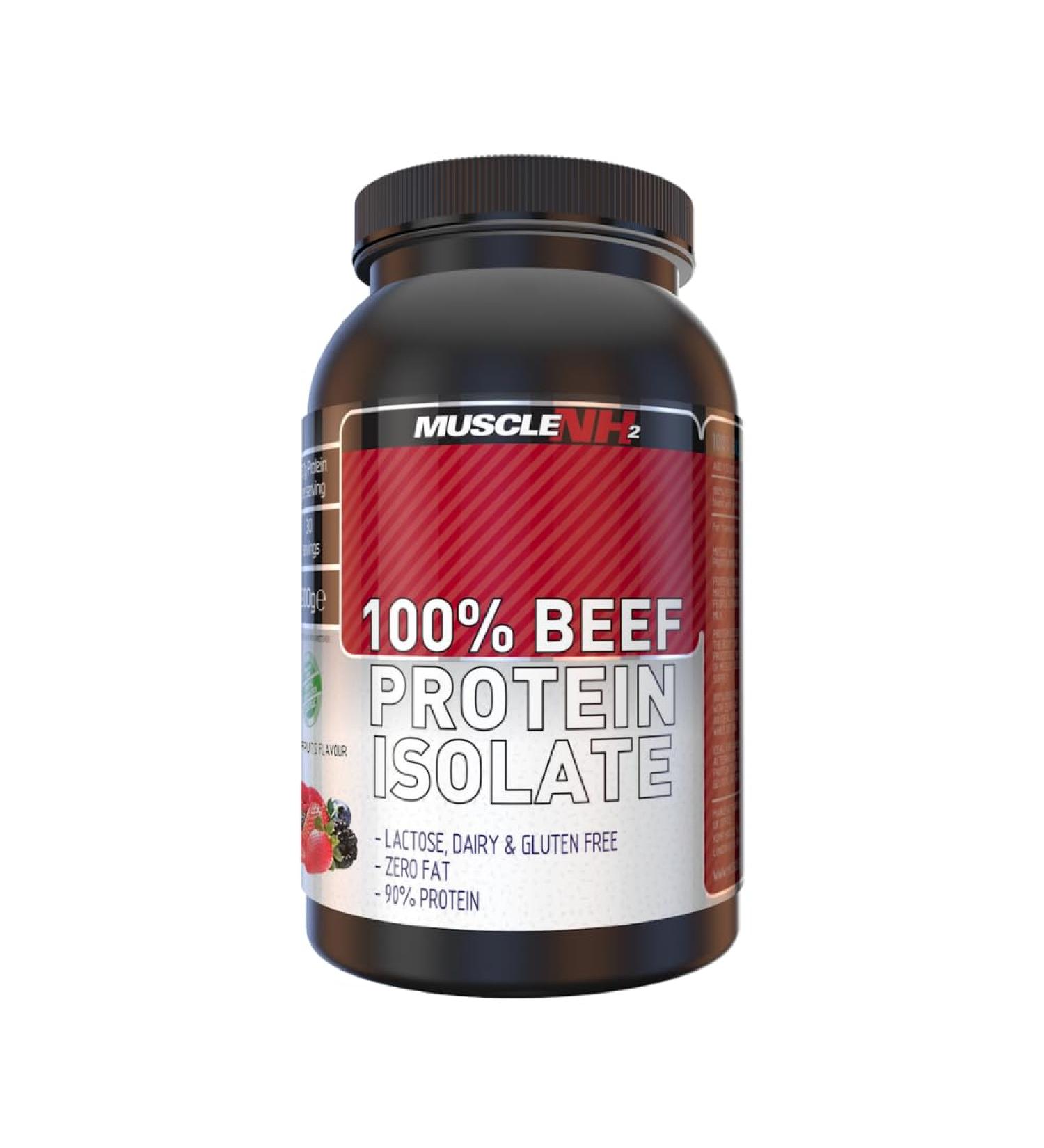 MuscleNH2 90% Beef Protein Isolate Powder - Forest Fruit Flavour 900g (30 Servings) - Dairy Free, Gluten Free, Soy Free - Pack of 1 - Buy Online on GoSupps.com