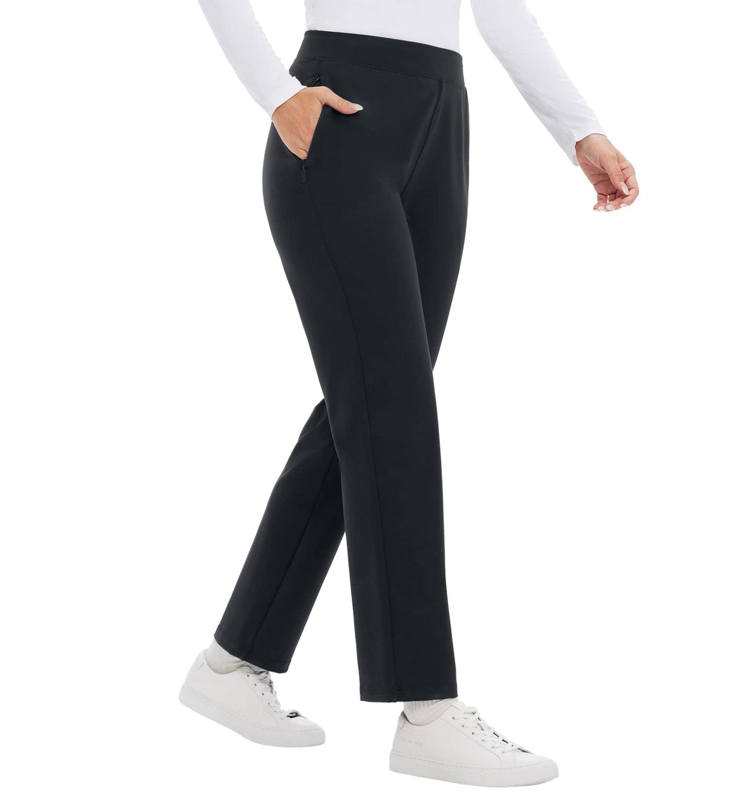 Baleaf Women's Stretch Straight Leg Golf Pants with Zipper Pockets - Black, Large - Buy Online on GoSupps.com