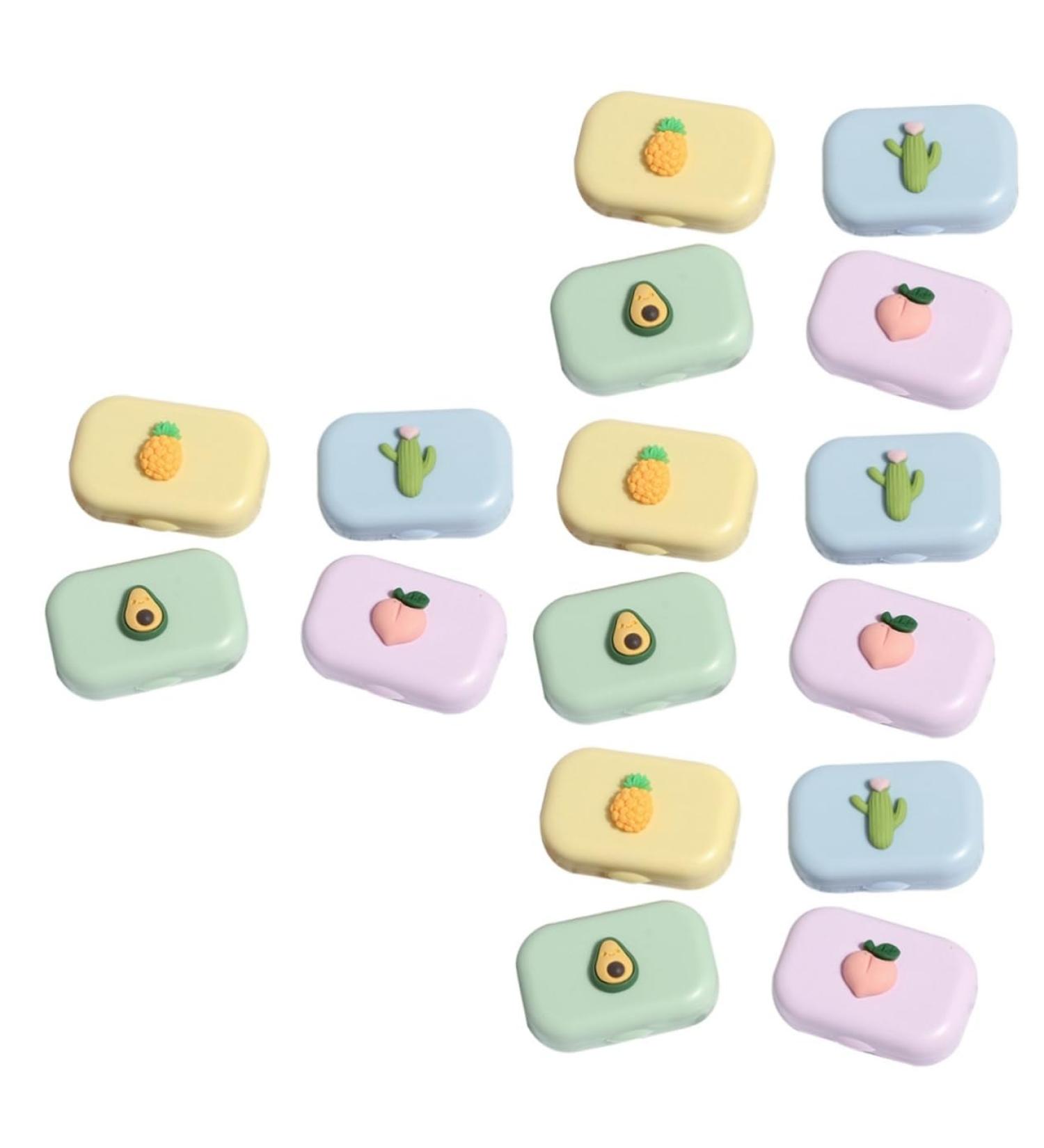 Healeved 16-Piece Colored Contact Lens Case Set - Cartoon Design with Mirror & 3D Glasses Case for Travel - Perfect Lens Storage Solution - Buy Online on GoSupps.com