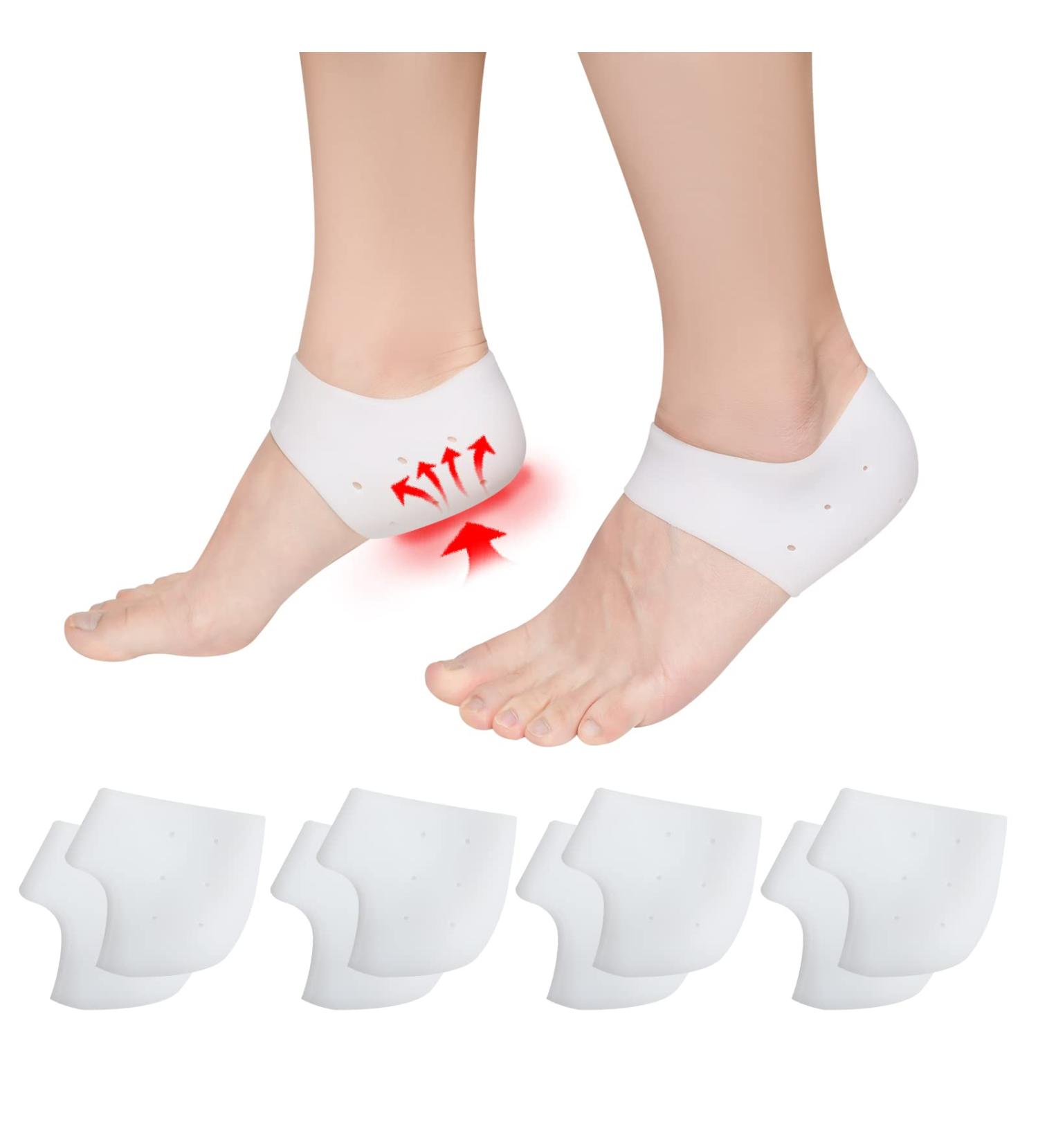 Silicone Heel Cups (8PCS) for Heel Pain Relief & Protection - Breathable Cushion for Plantar Fasciitis, Tendonitis, Spurs, & Cracked Heels - Unisex Heel Protectors - Buy Online on GoSupps.com