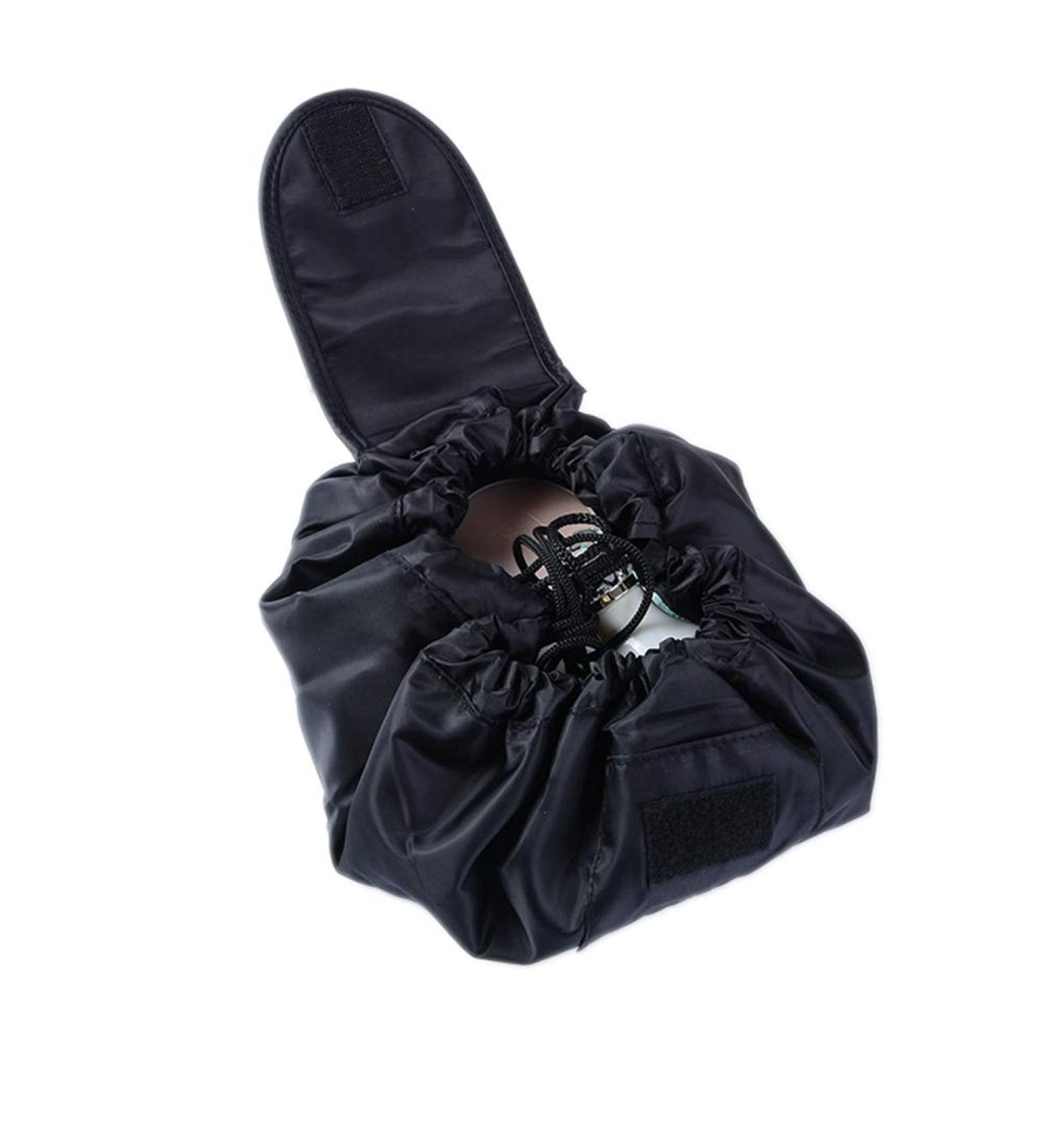 Lazy Makeup Toiletry Bag - Travel Cosmetic Bag with Large Capacity & Drawstring | Multifunctional Black Storage Solution - Buy Online on GoSupps.com