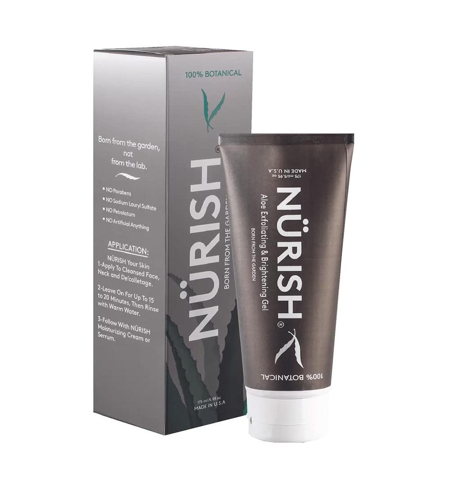 NURISH Aloe Exfoliating Gel - 100% Natural & Vegan | Gentle Exfoliation for Radiant Skin - 5.95 oz - International Shipping Available - Buy Online on GoSupps.com