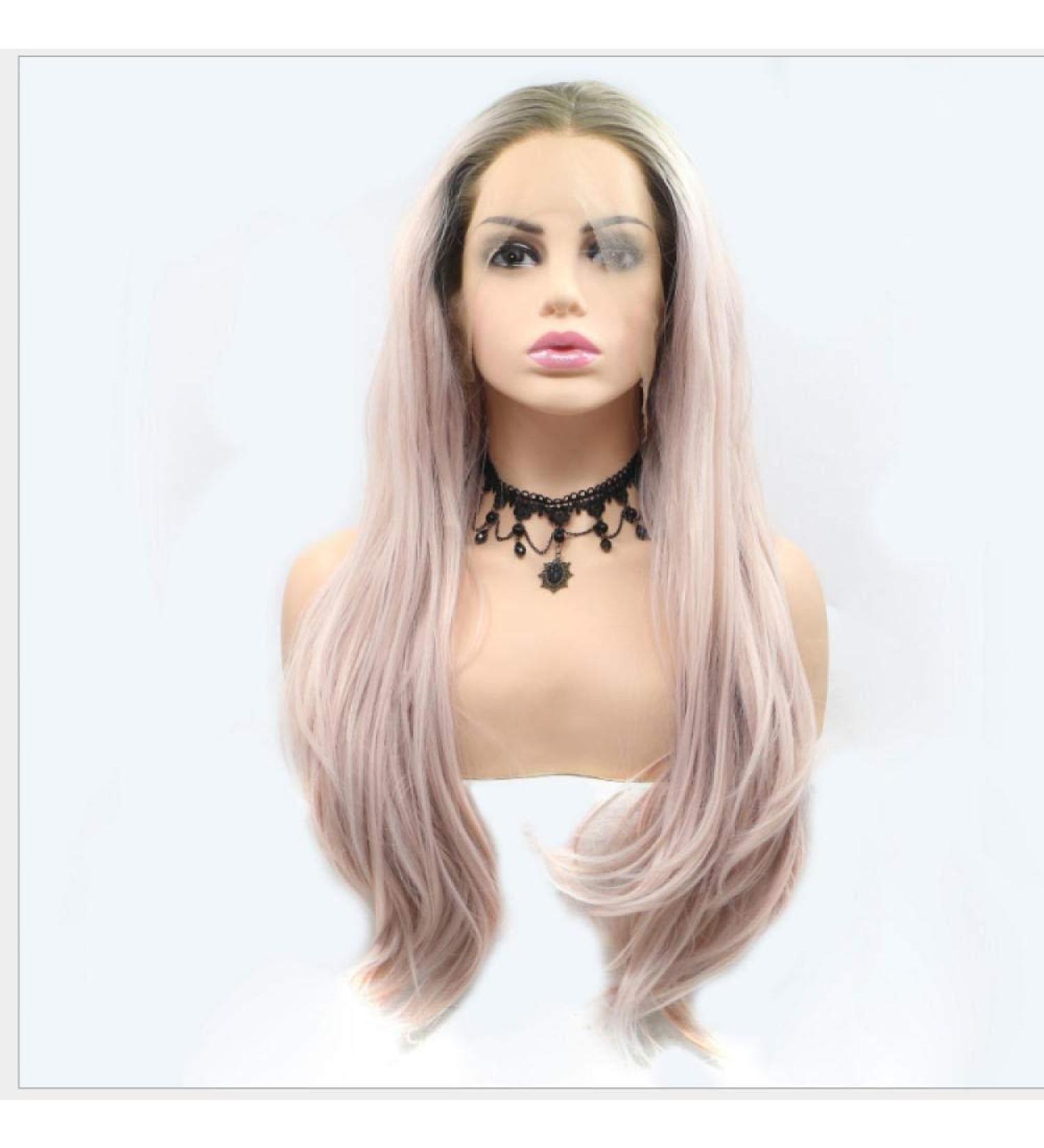 Shop BGHJUE Synthetic Hair Wig with Natural Bangs & Highlights - Fluffy Pink Long Roll Pixie Cut for Women - Buy Online on GoSupps.com