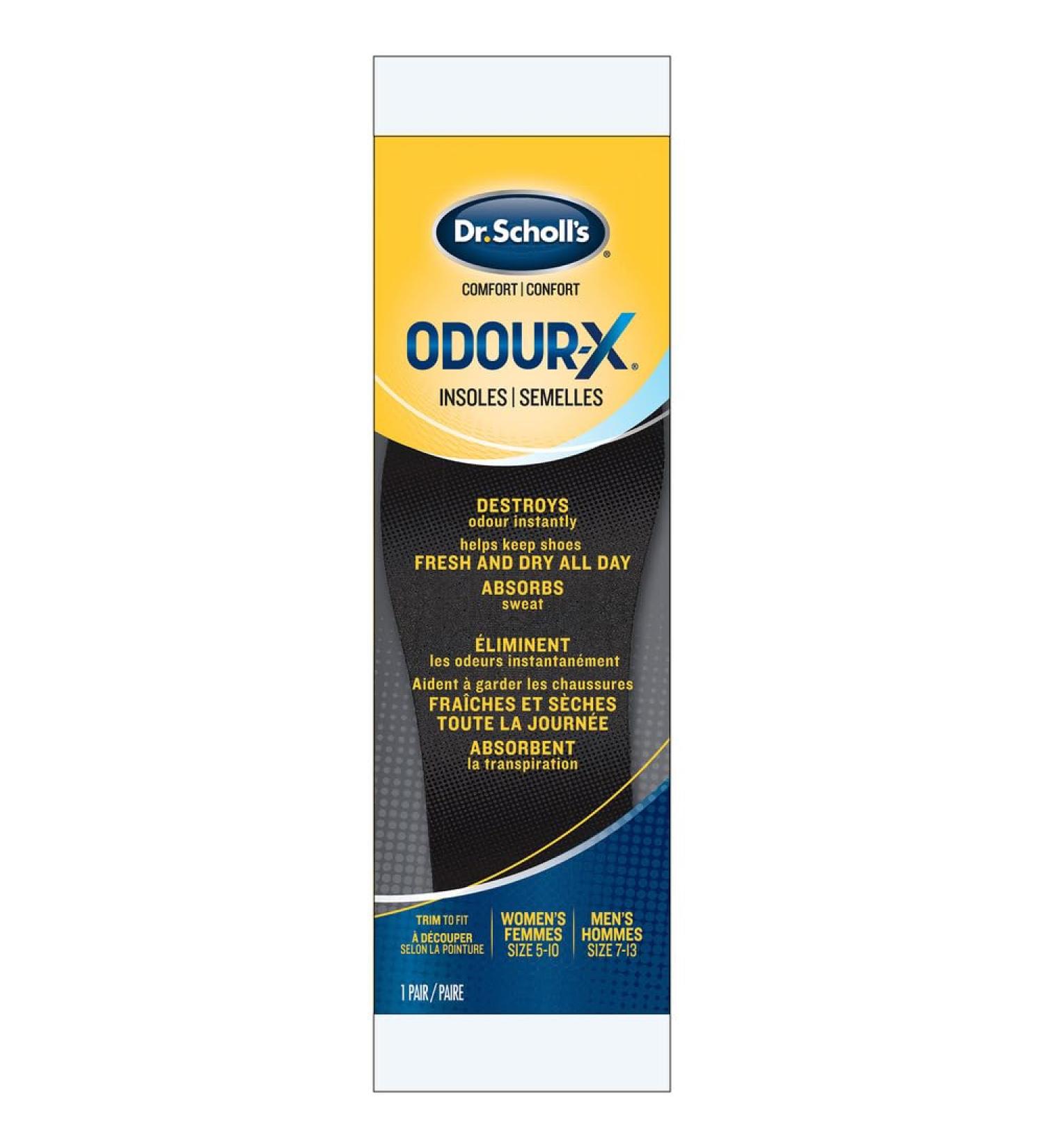 Dr. Scholl's Stay Odor-Free & Dry Comfort Insoles with Odor-X Unisex Inserts 1 Pair Full Length Trim to Fit Men's Shoe Sizes (7-13) and Women's Shoe Sizes (5-10)