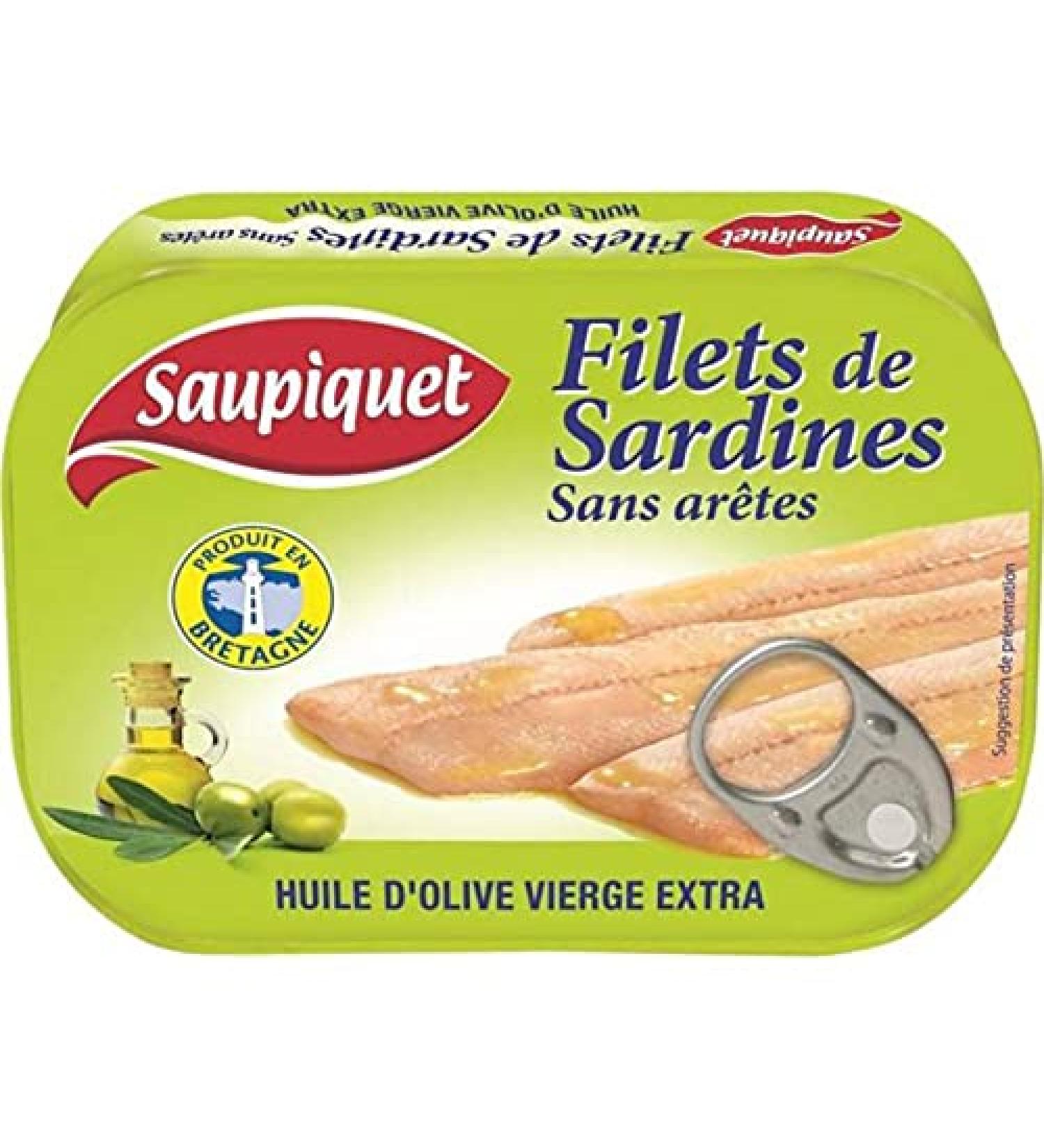 Saupiquet Sardine Fillets Extra Virgin Olive Oil 100g (pack of 5)