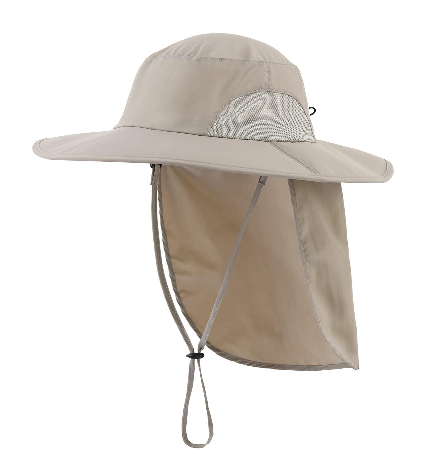 Home Prefer Outdoor Mens UPF50+ Sun Hat with Neck Flap - Light Grey - Buy Online on GoSupps.com