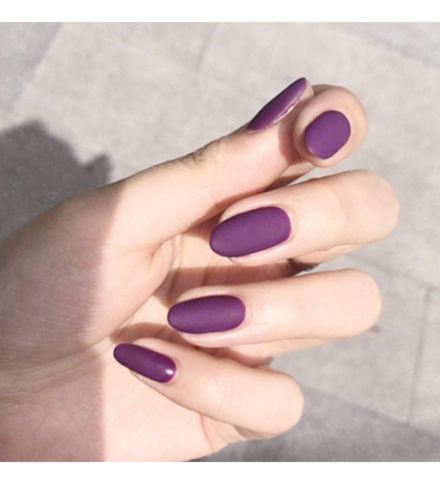Buy Sethain Matt Oval False Nails Tips - Purple Medium Complete Cover (24 Pcs) | Press-On Fingernails for Women & Girls - International Shipping Available - Buy Online on GoSupps.com