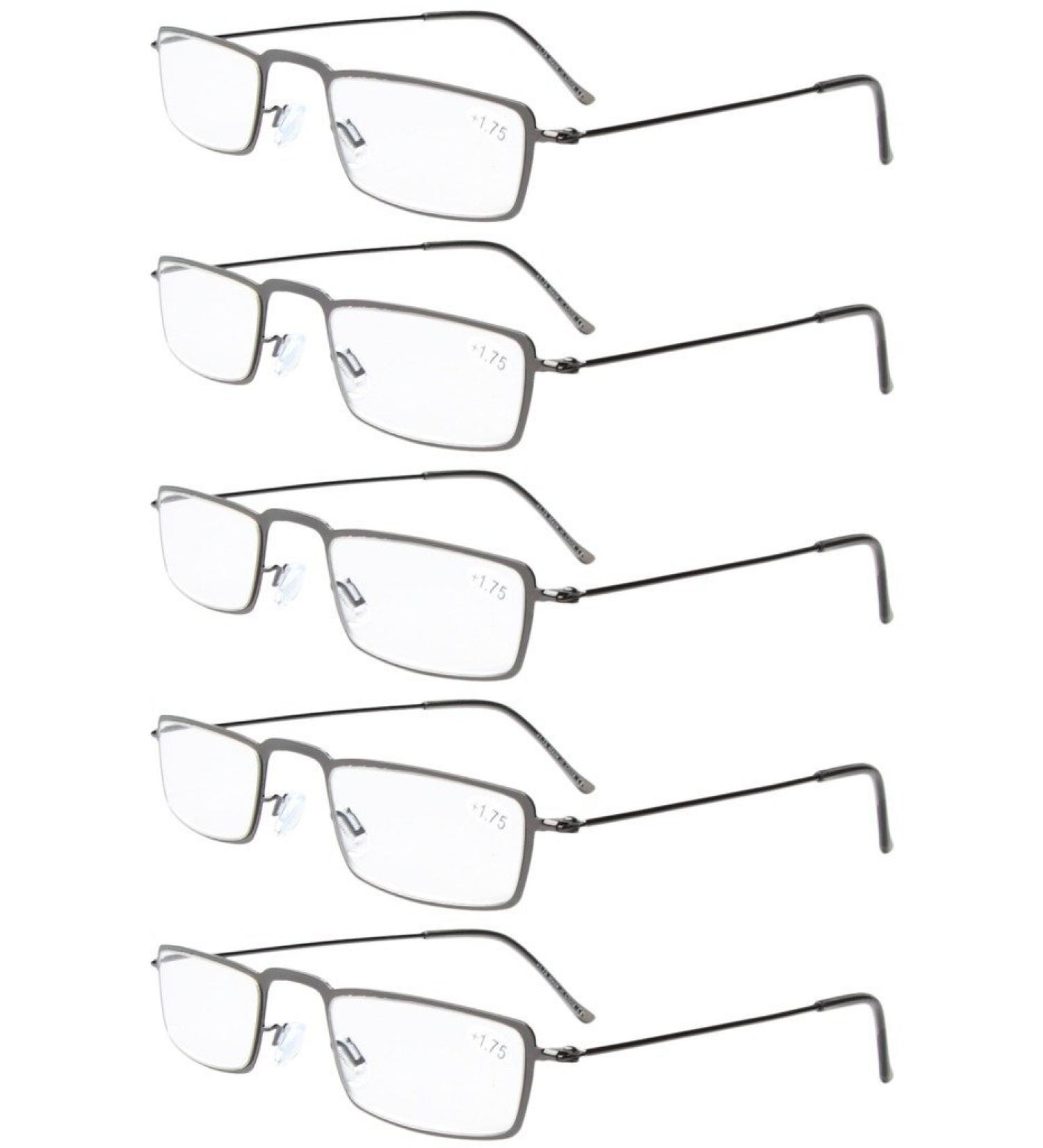 Eyekepper 5 Pieces Stainless Steel Half-Eye Reading Glasses +1.00 Gunmetal - Stylish & Durable Readers for International Shipping - Buy Online on GoSupps.com