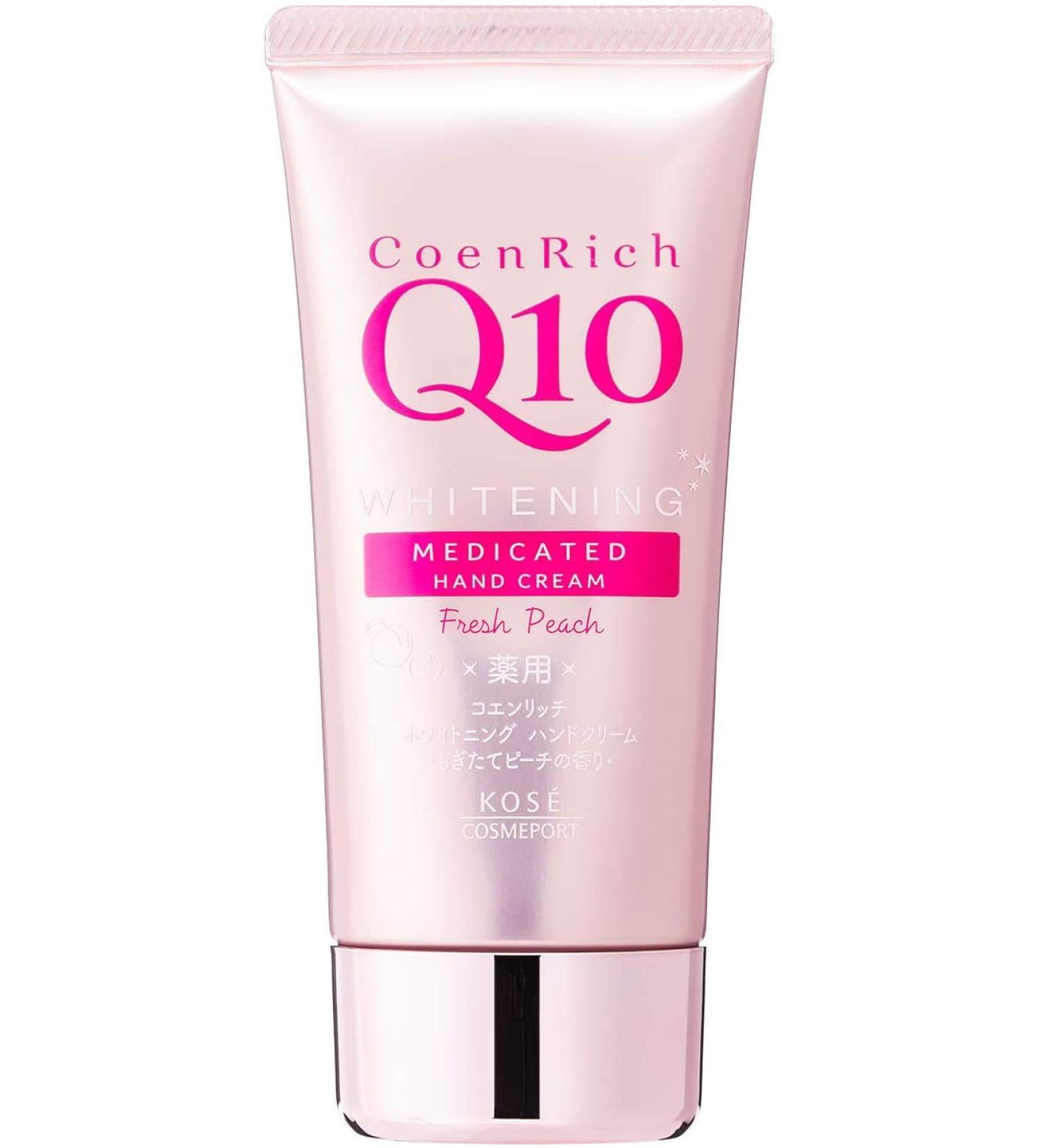 Kose Cosmeport Coen Rich Q10 Whitening Hand Cream 80g - Peach Scent | Medicated Moisturizer for Bright Hands - International Shipping - Buy Online on GoSupps.com