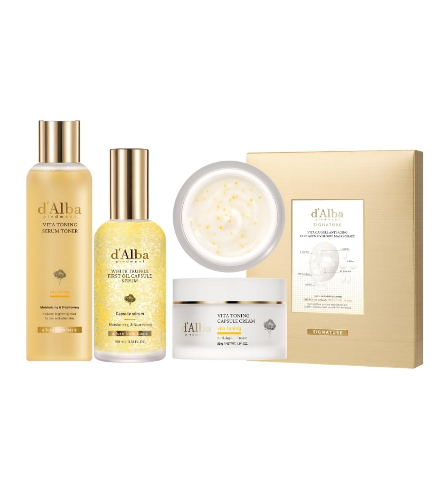 Vita Toning Serum Toner + Vita Toning Capsule Cream + Oil Capsule Serum + Vita Capsule Hydrogel Mask 8 Shape 1box (4 Sheets) - Buy Online on GoSupps.com