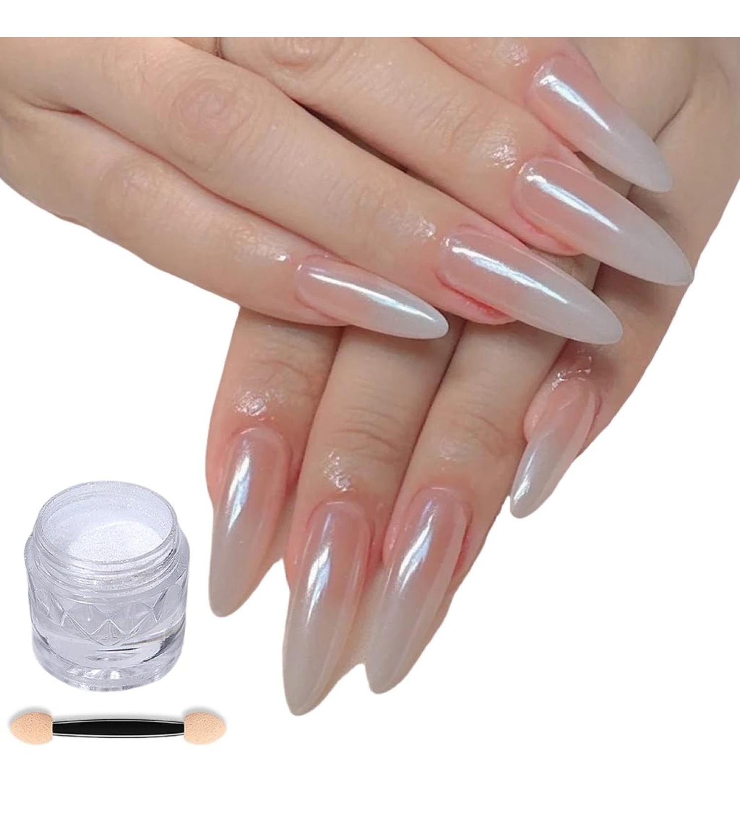 TQUXNGA White Chrome Nail Powder Shimmered Chrome Pigment Powder Mirrored Effect Nails Art Powder for Manicures Decorations - Buy Online on GoSupps.com