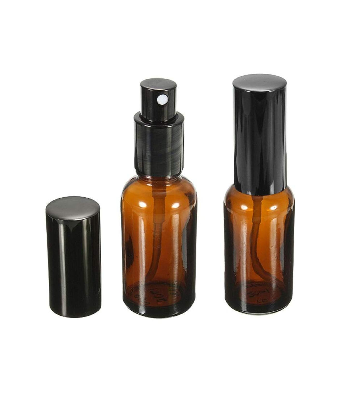 Hacoly 2 Series Mini Glass Spray Bottles 100ml - Essential Oils Cosmetics Fragrance - Empty Brown Bottle with Black Caps - International Shipping - Buy Online on GoSupps.com