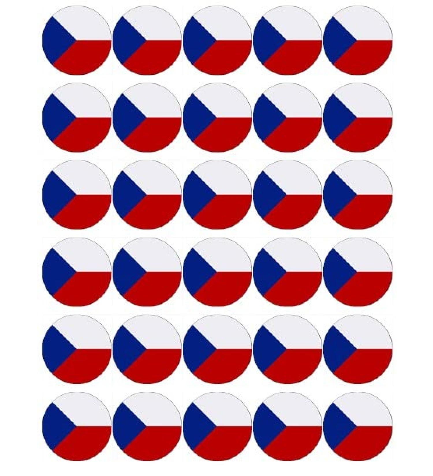 30 Czech Republic Czechia Flags Cupcake Toppers Edible Wafer Paper Fairy Cake Toppers Birthday Cake Decorations