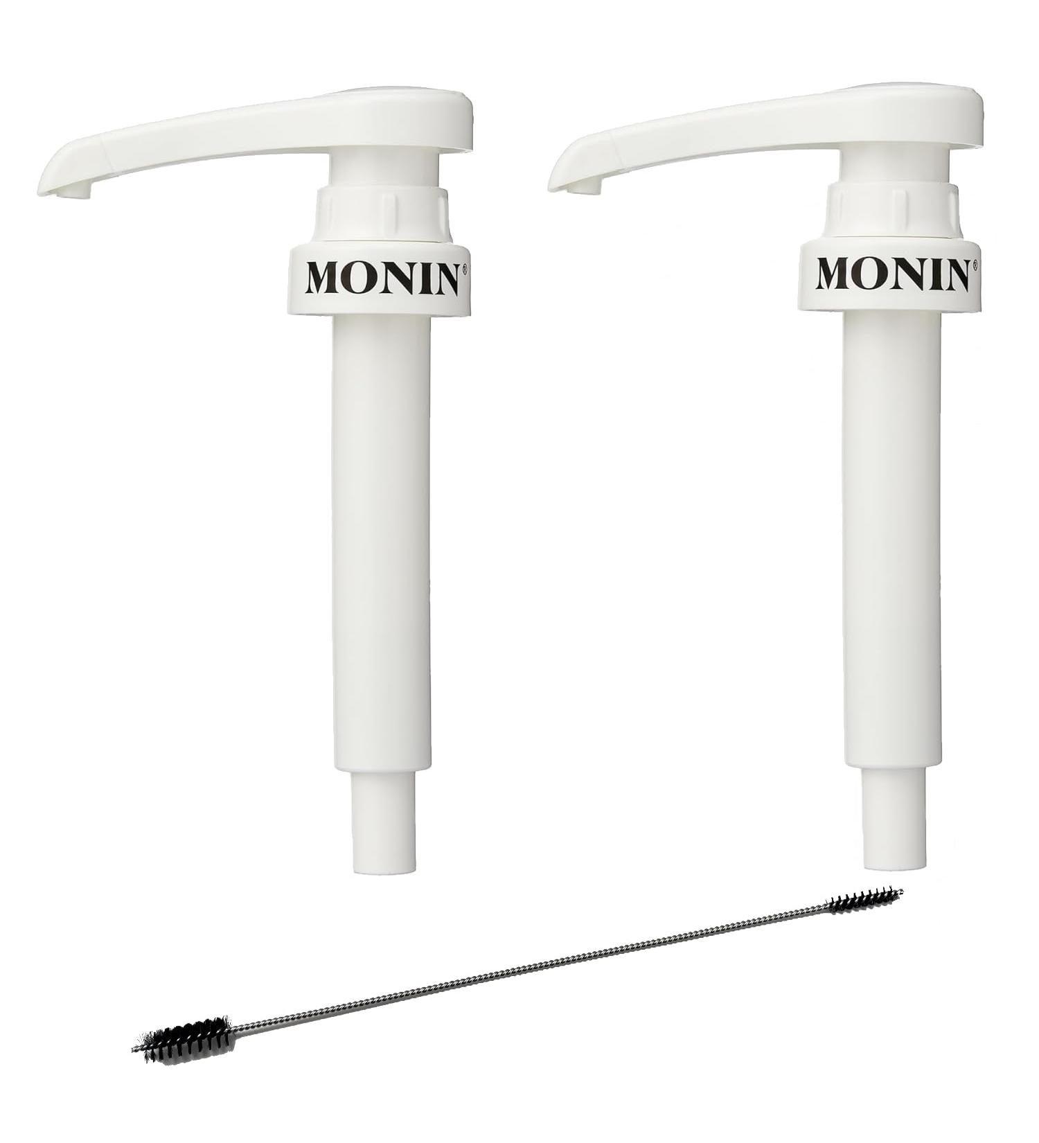 Set of 2 Syrup Pumps for Monin 0.7 L Syrup - Dosing Pump for 5 ml + 1 Free ZZ-Clan Cleaning Brush Compatible with Pump Riser Tube - Buy Online on GoSupps.com