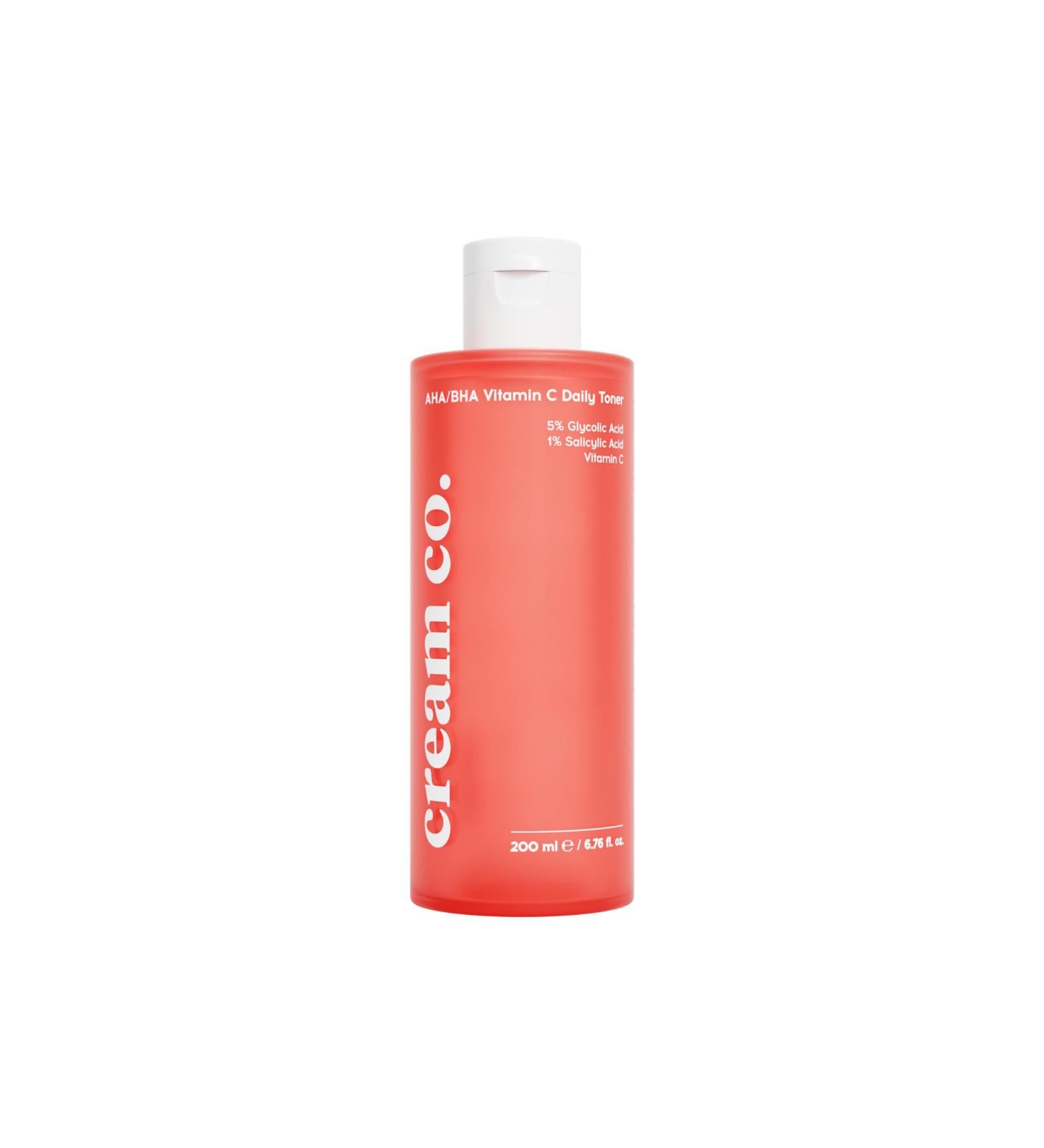 cream co. 200ml AHA/BHA Vitamin C Daily Facial Toner Exfoliating Facial Lotion for Oily Combination & Normal Skin Dermatologist Tested Toner for Face Sulphate Free Paraben Free Skin Toner - Buy Online on GoSupps.com