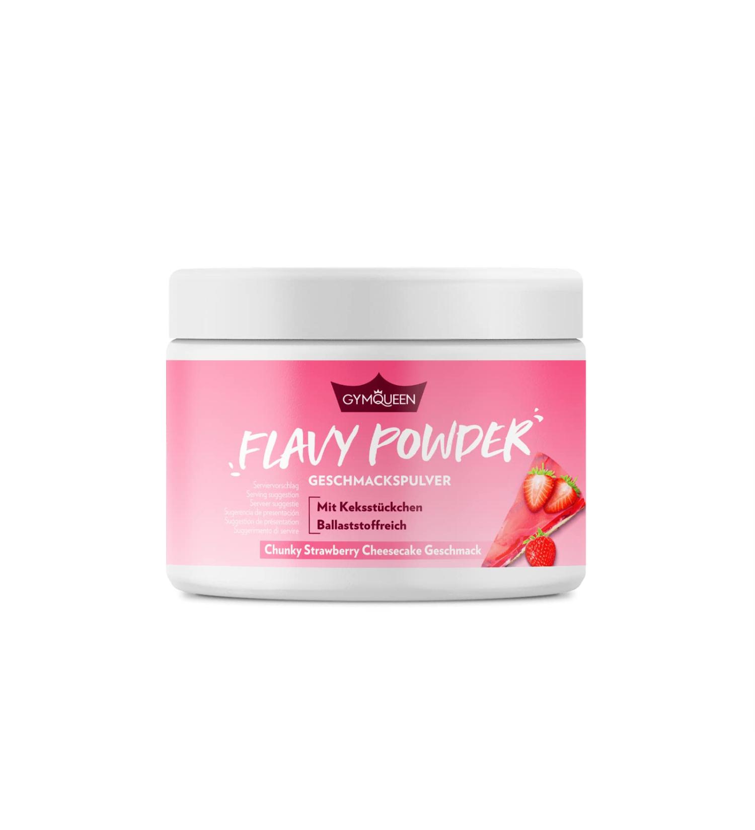 Gymqueen Flavy Powder 200g - Low-Calorie Chunky Strawberry Cheesecake Flavor for Baking & Sweetening - Buy Online on GoSupps.com