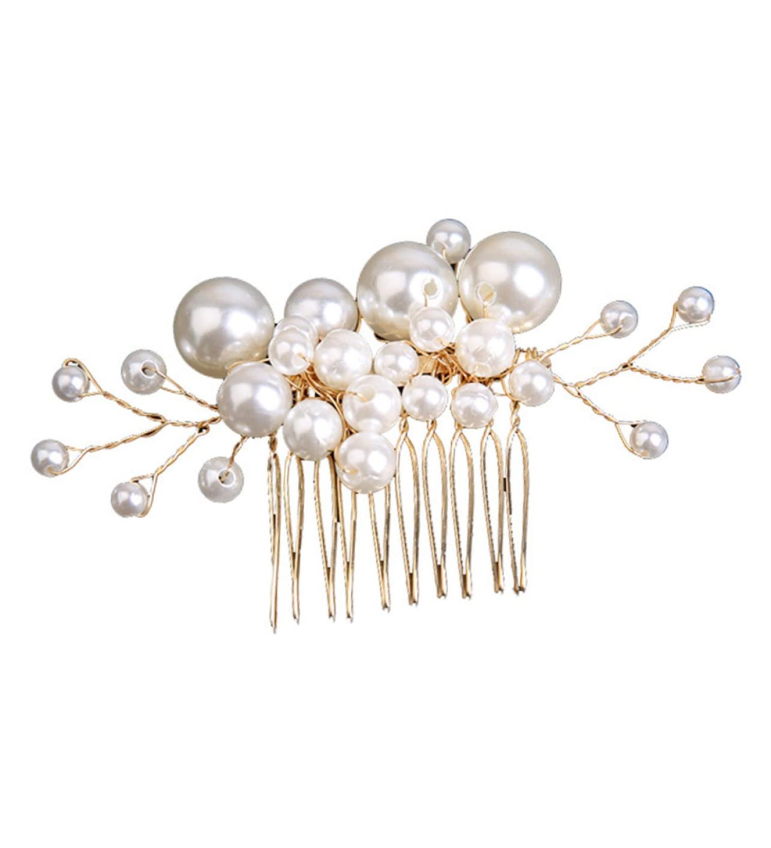 Healeved Pearl Comb Wedding Bridal Headpiece Wedding Hair Accessories for Brides Pearl Hair Accessories Bridal Hair Comb Bride Hair Accessories Bride Headpieces for Wedding Gold Hair Alloy - Buy Online on GoSupps.com