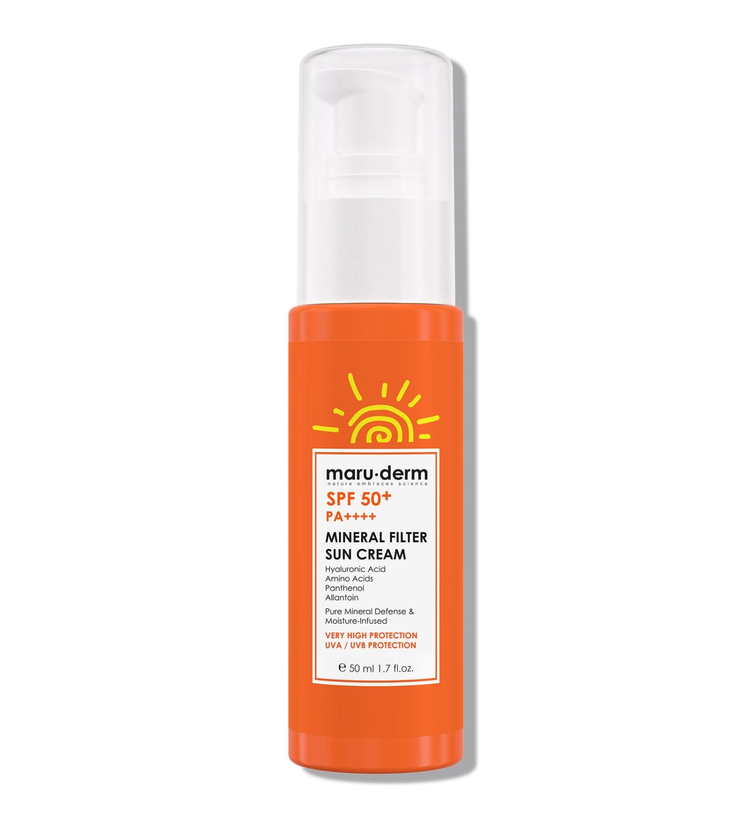 Maruderm Sunscreen SPF 50+ with Mineral Filters 100 Mineral Facial Sunscreen for Sensitive Skin UVAUVB protection Broad Spectrum Greasefree & Fragrancefree 50 ML - Buy Online on GoSupps.com