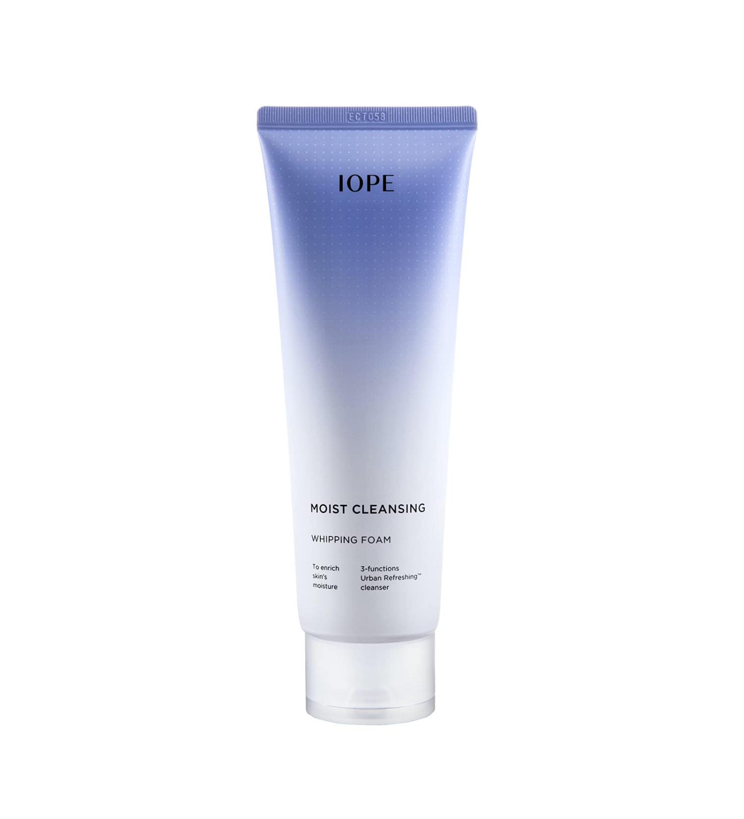 IOPE Moist Cleansing Whipping Foam | Gentle Exfoliation Daily Cleanser & Makeup Remover | Hydrating Flower Extract | Korean Skin Care - 6.09 Fl Oz - Buy Online on GoSupps.com
