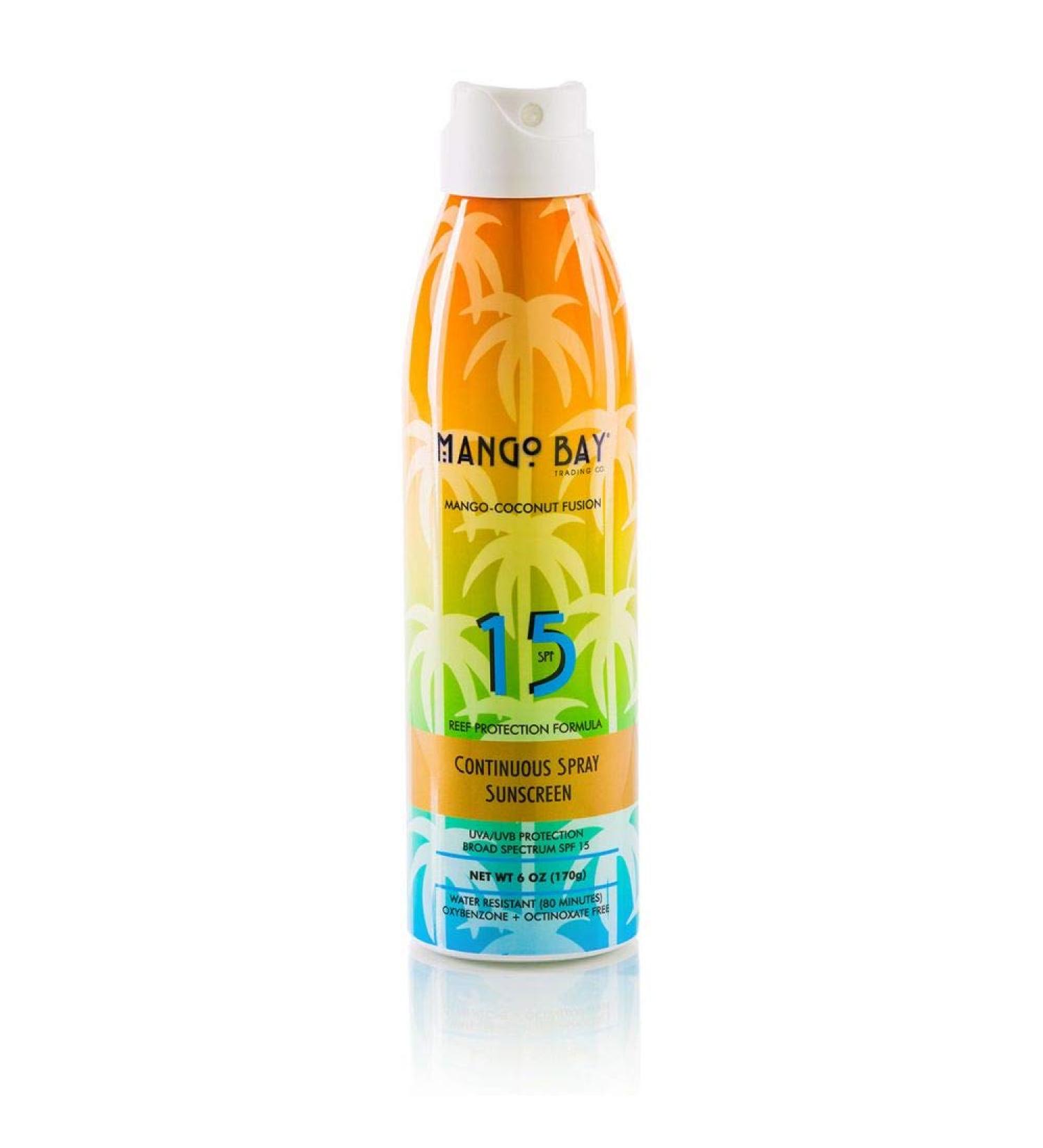 Mango Bay Reef Friendly Sunscreen SPF 15 | Vegan Broad Spectrum UVA/UVB Spray | Water Resistant | Paraben & Paba-Free | 6fl Oz - Buy Online on GoSupps.com