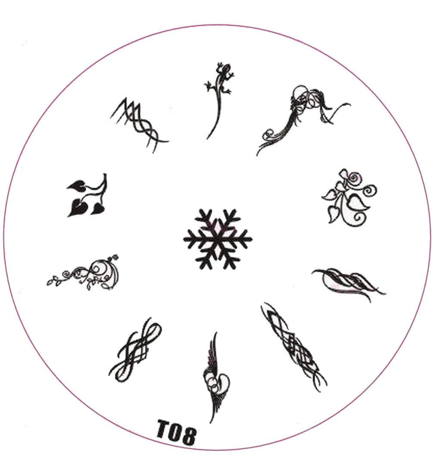 ++SPECIAL ITEM++ Stamping stencil T-Series: T08 Snow Ice Crystal Lizard Gecko Tribal