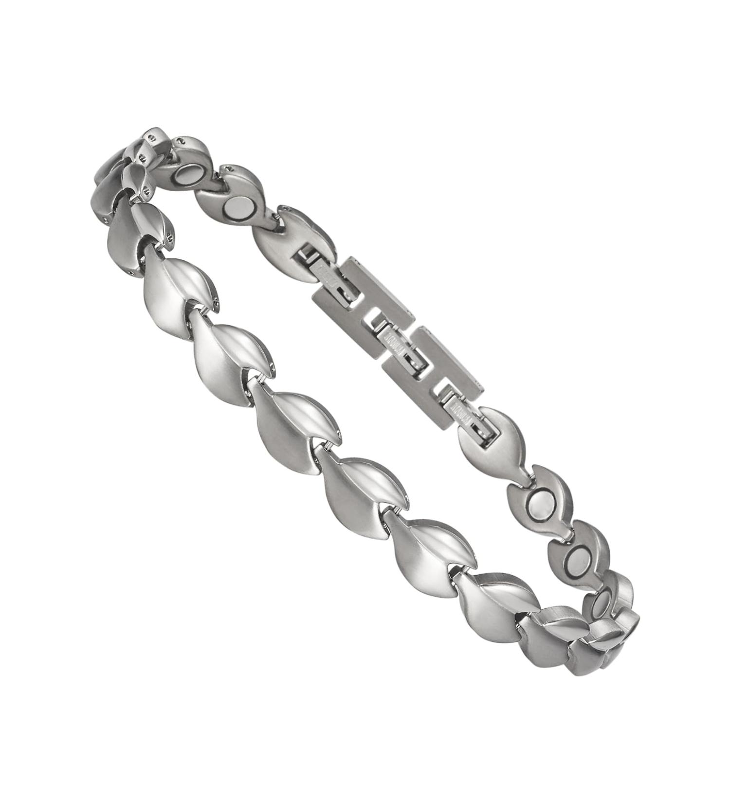 Titanium Magnetic Anklet for Women - Copper Grain Jewelry (24 cm 8 mm) - Silver - Enhance Wellness & Style - Buy Online on GoSupps.com