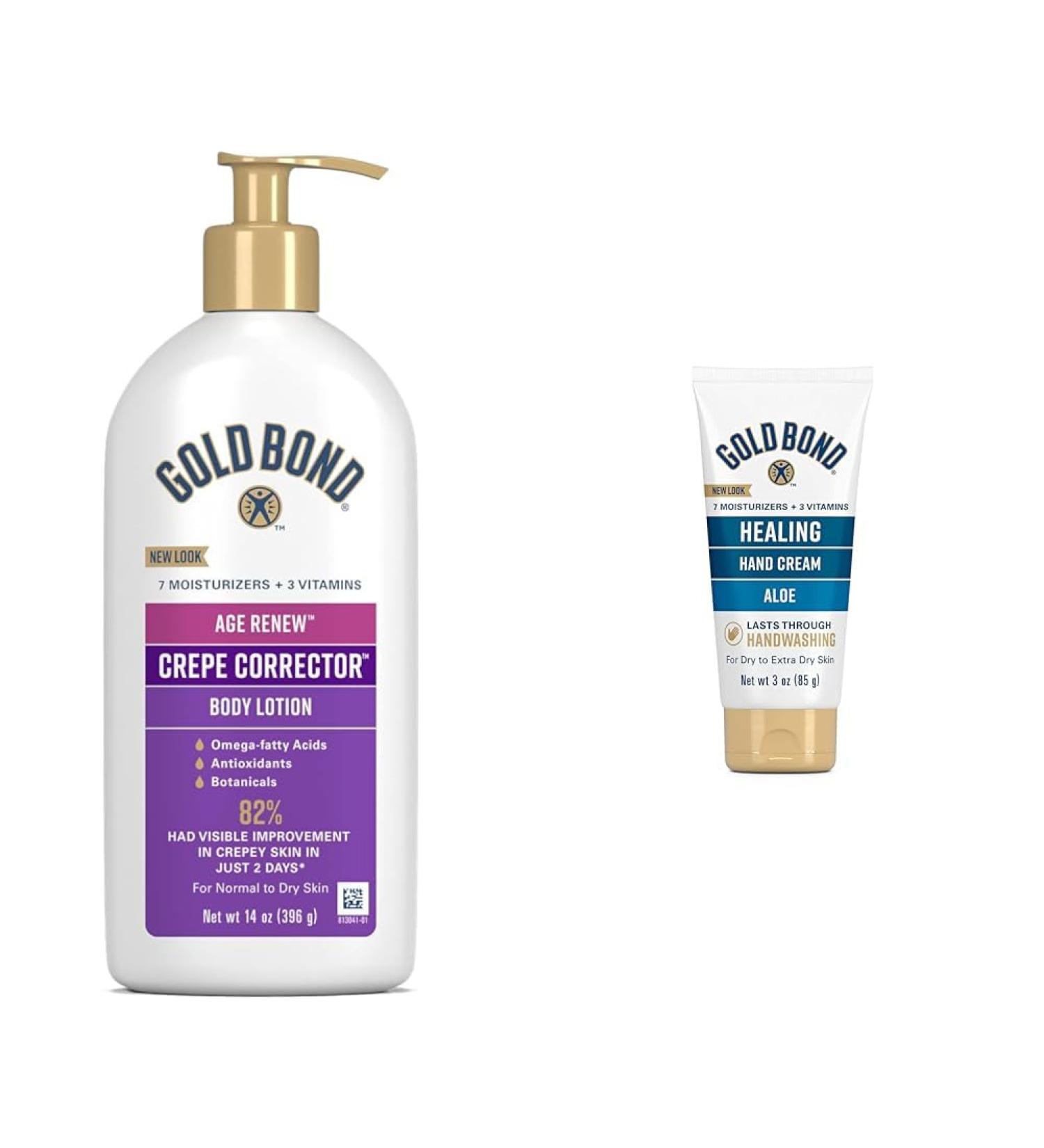 Gold Bond Age Renew Crepe Corrector Body Lotion Replenishing & Smoothing Formula 14 oz. & Healing Hand Cream 3 oz. With Aloe Moisture That Lasts Through Handwashing - Buy Online on GoSupps.com