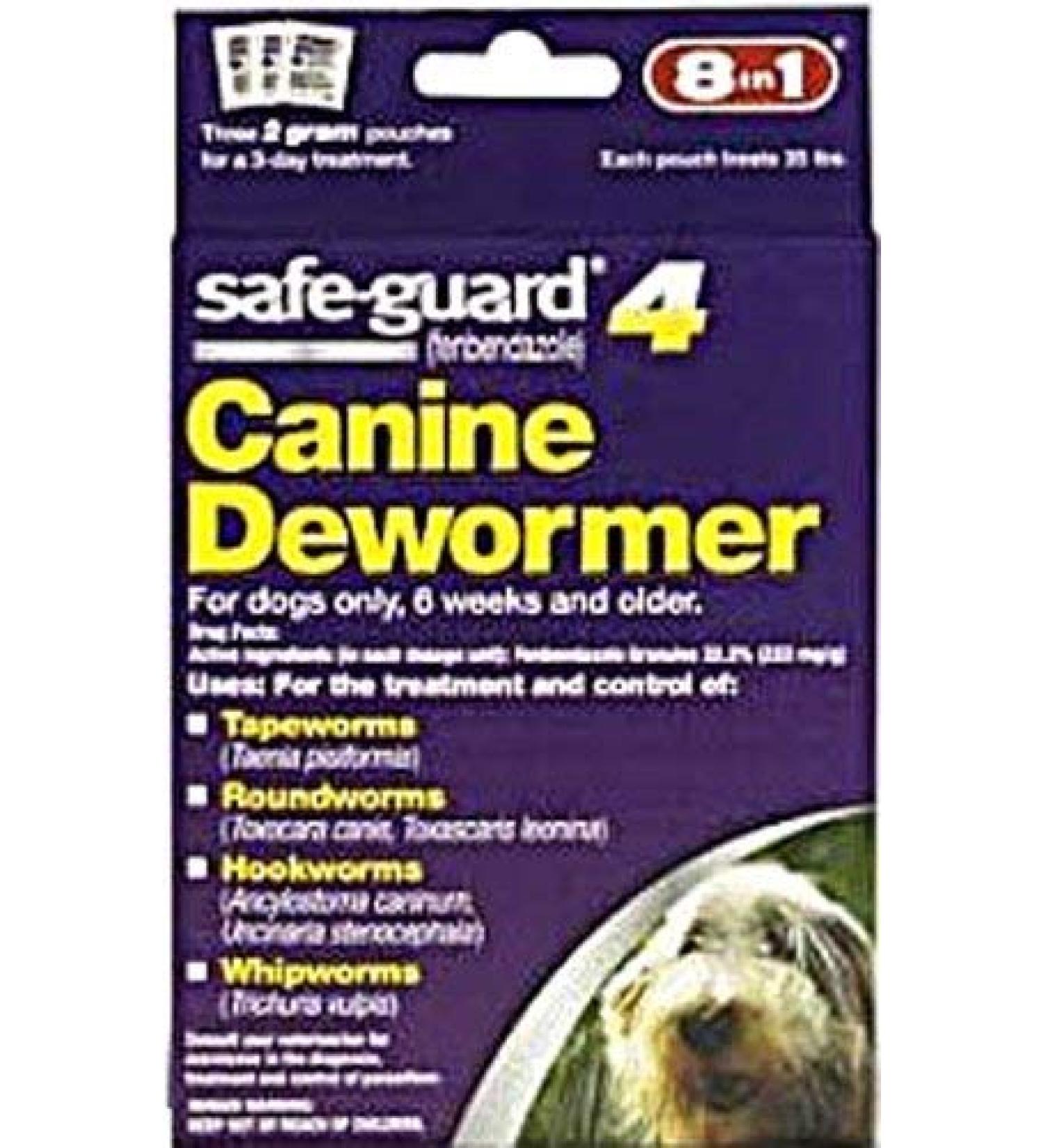 Eight in One Safeguard 4 Canine Dewormer for Medium Dogs -- 2 g - 3 Pouches