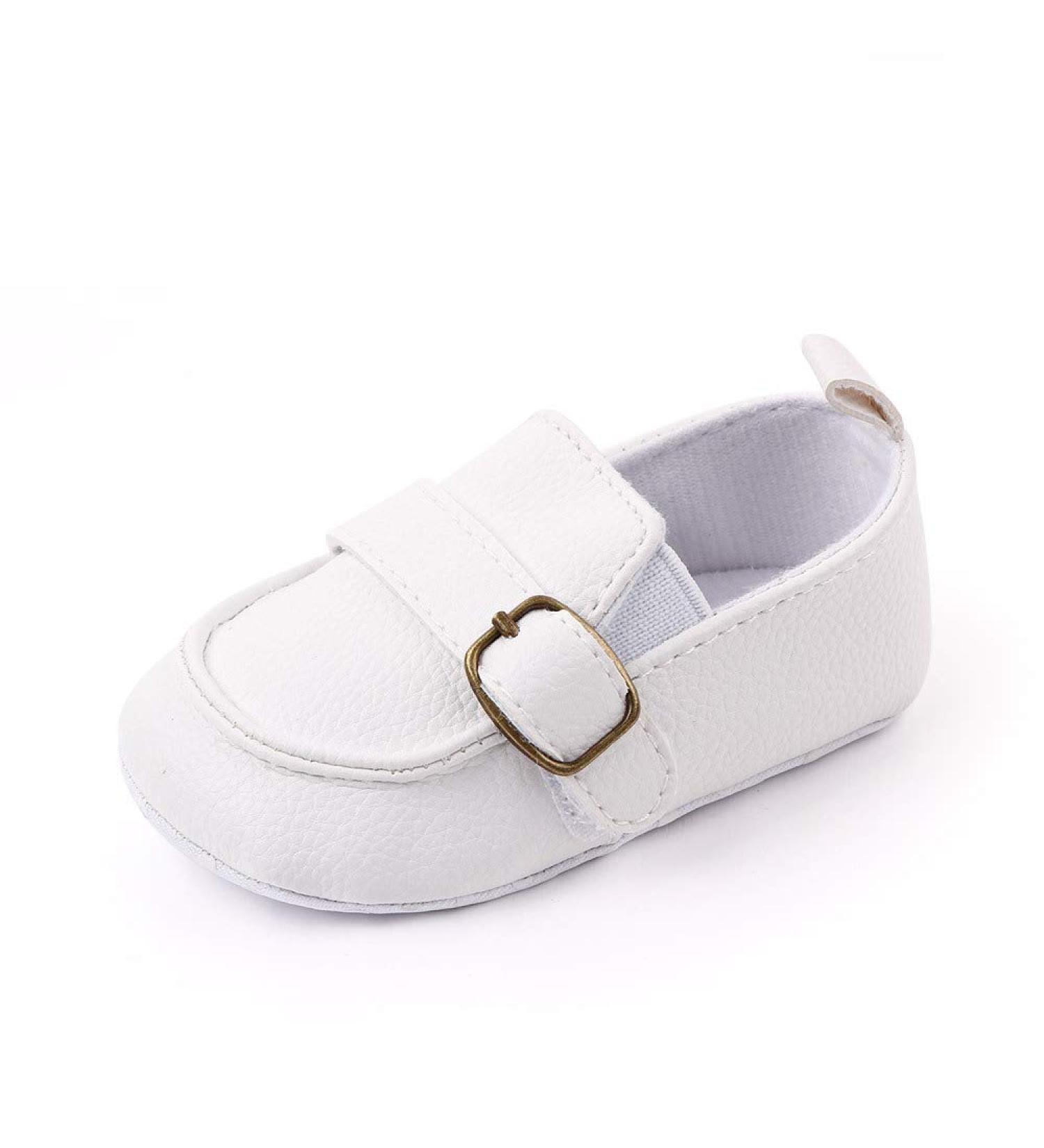MASOCIO Baby Boys Moccasin Shoes | Soft Sole Anti-Slip Flats for Infant First Walking | 0-6 Months (White) - Buy Online on GoSupps.com