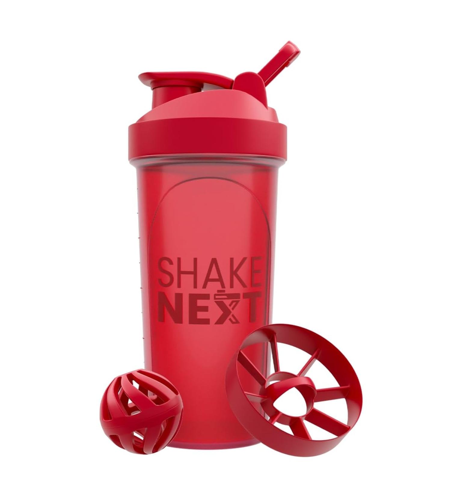 Shakenext 700ml Protein Shaker Bottle with Mixing Ball | Fitness Blender Discounted Leak-Proof Lid Dishwasher-Safe - Red - Buy Online on GoSupps.com