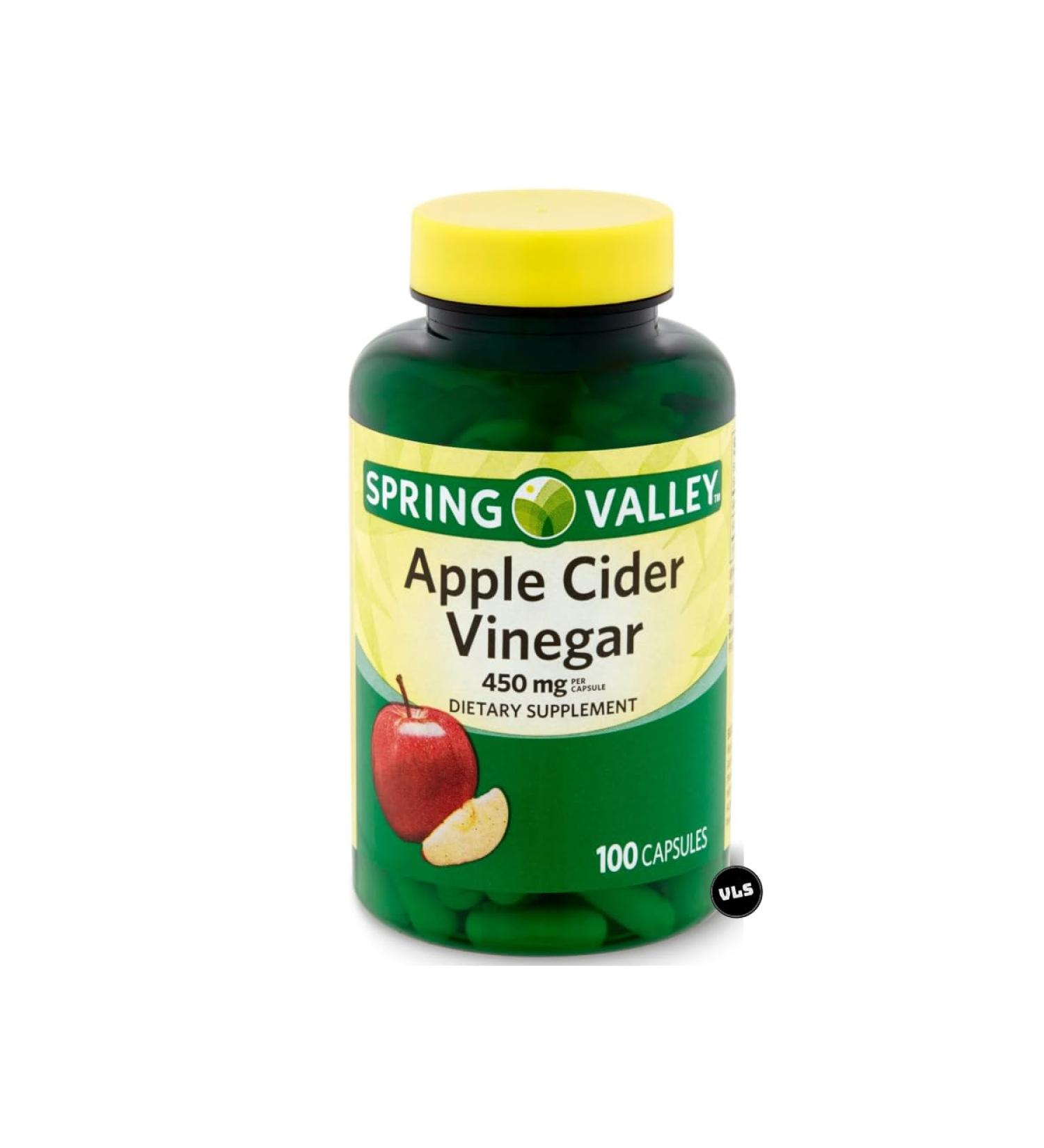 Spring Valley Apple Cider Vinegar Capsules 450 mg | Apple Cider Vinegar Capsules Spring Valley | 100 Count + VLS Sticker - Buy Online on GoSupps.com