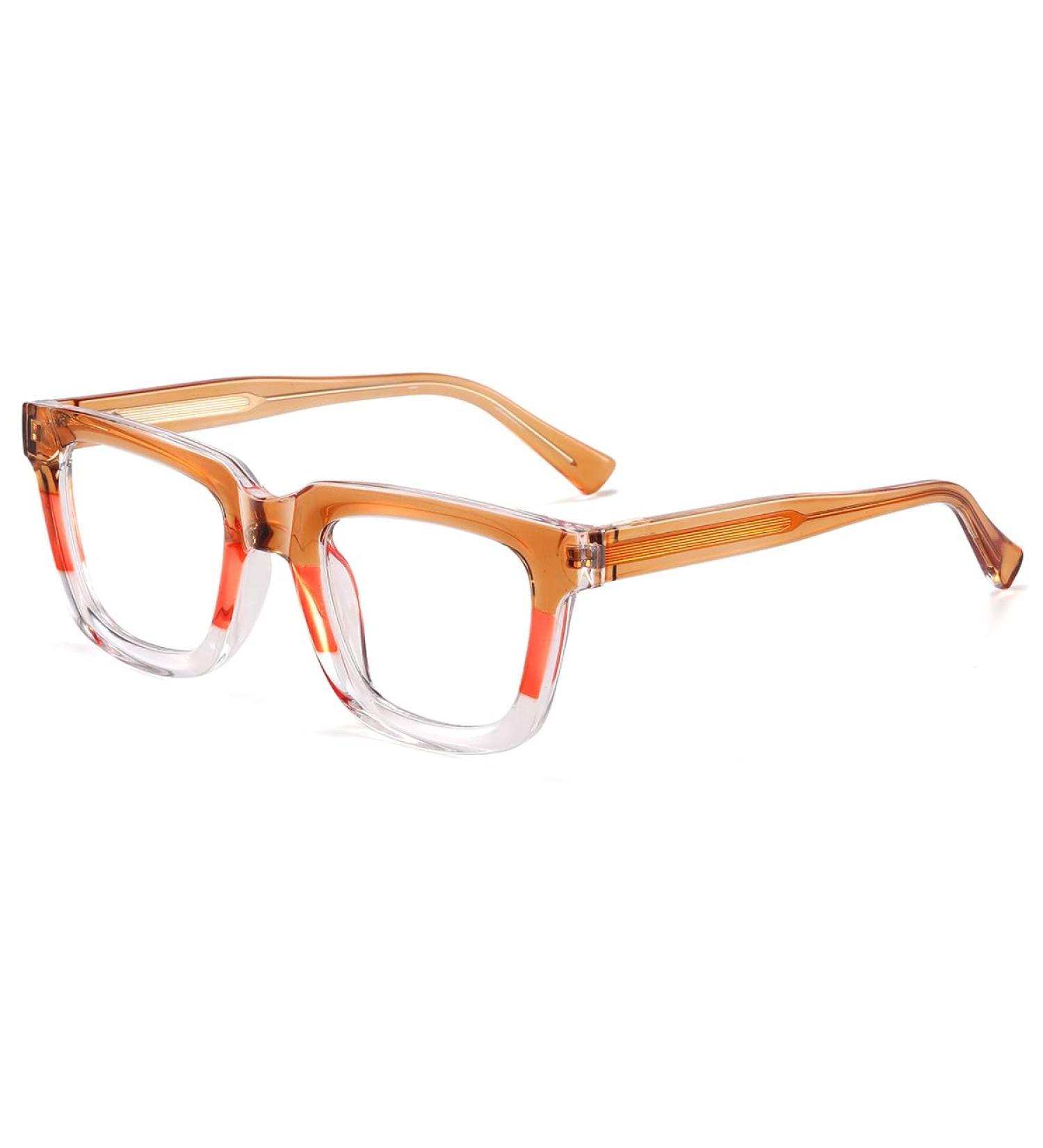LIGOES Women & Men Retro Square TR90 Anti Blue Light Eyeglasses | Fashion Eyewear - Yellow Orange Clear - Buy Online on GoSupps.com