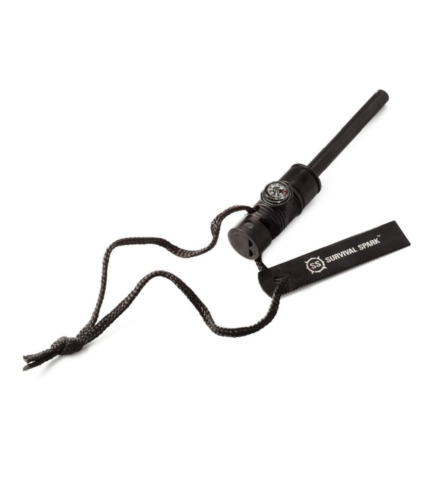 SurvivalSPARK Emergency Magnesium Fire Starter with Compass and Whistle - Buy Online on GoSupps.com