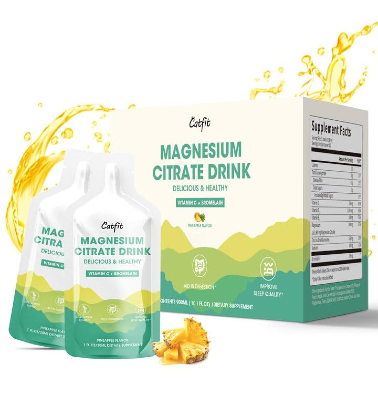 Magnesium Citrate Drink Supplement Magnesium Drink with Bromelain Vitamin Zinc and Sodium for Zzz and Gut Support 1 Count (Pack of 10) - Buy Online on GoSupps.com