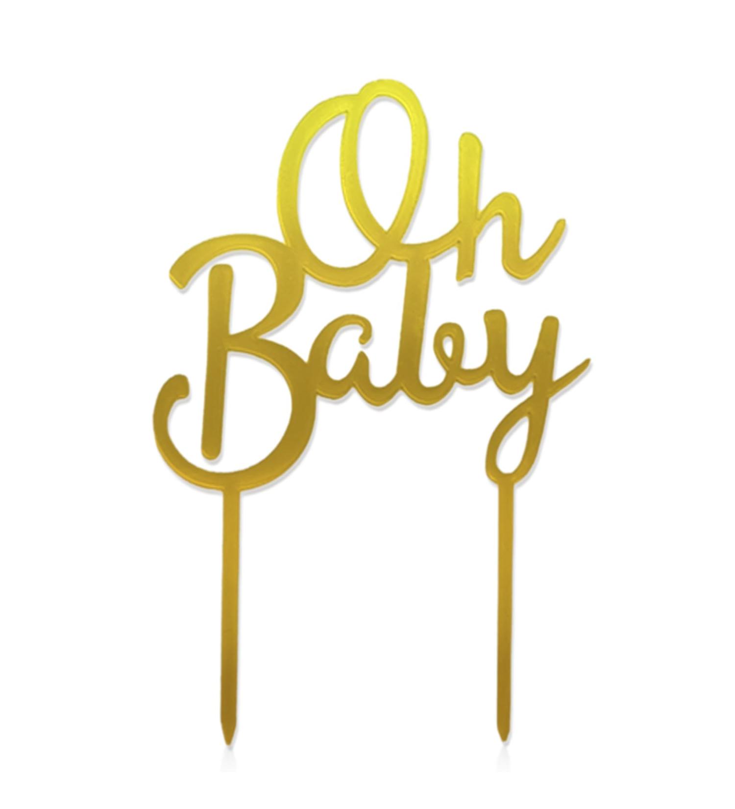 Baby Cake Topper 6Inch Cake Picks Baby Shower Birthday Gender Reveal Theme Party Glitter Acrylic Cake Decorations Supplies for Kids Baby Girl Boy Gold - Buy Online on GoSupps.com
