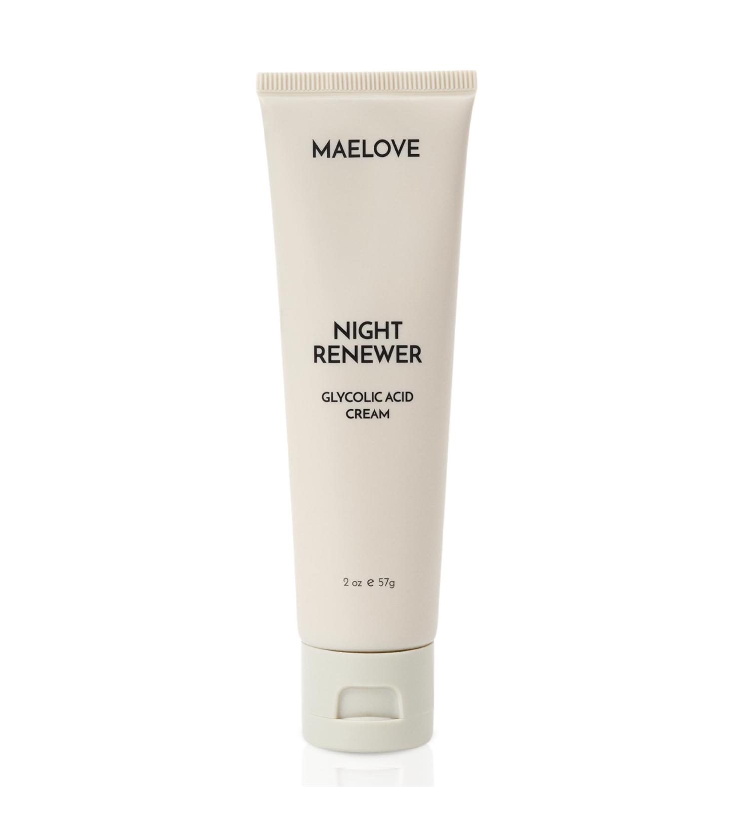 MAELOVE Night Renewer - Glycolic Acid Anti-Aging Night Cream for Sensitive Skin | Exfoliating AHA Cream | Gluten-Free USA Made - 2.0 fl oz - Buy Online on GoSupps.com