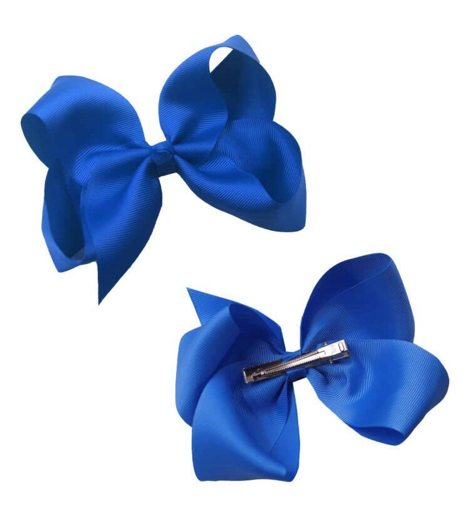 2 Pcs Blue Ribbon Hair Bow Clips Barrettes - Hair Styling Accessories for Girls & Women - Perfect for Christmas, Wedding, Birthday, Valentine's Day - 6 Inch - Buy Online on GoSupps.com