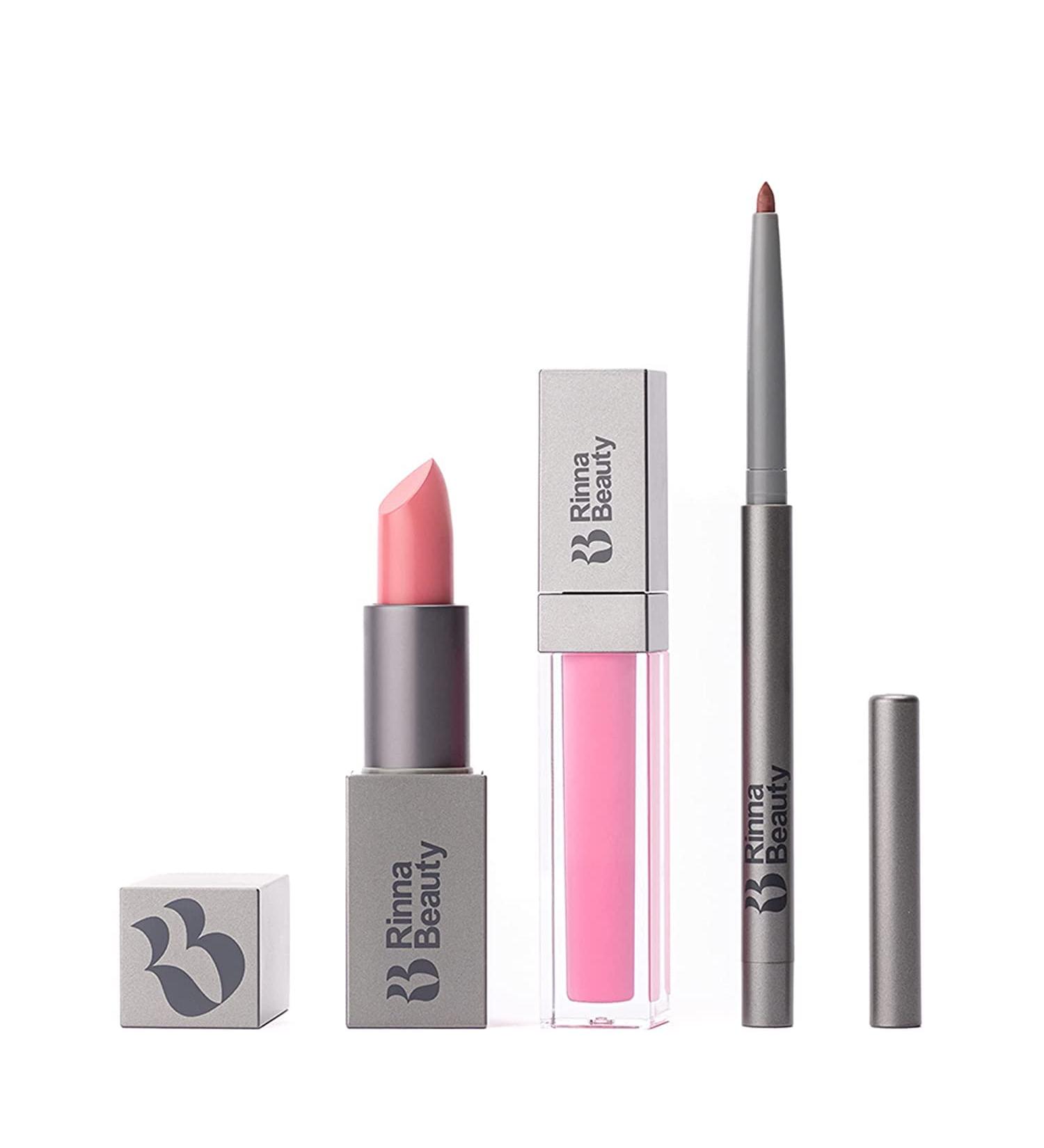 Rinna Beauty Icon Lip Kit - Pinky - All-in-one Lip Kit with Lipstick, Lip Gloss, and Lip Liner - Candy Pink Vegan Formula for Long-lasting, Anti-aging, Moisturizing, and Cruelty-Free Results - Buy Online on GoSupps.com