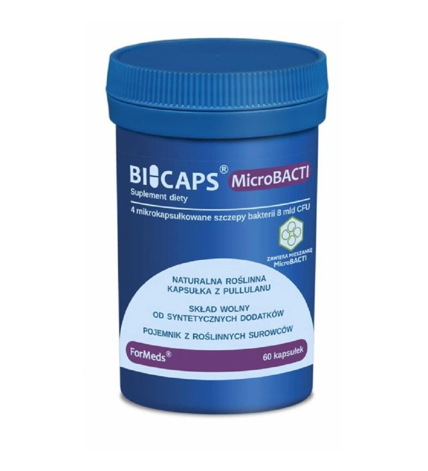 Formeds Bicaps Microbacti Probiotic - 4 Micro-Capsulated Strains 8 Billion KBE 60 Capsules - Daily Dietary Supplement - Buy Online on GoSupps.com