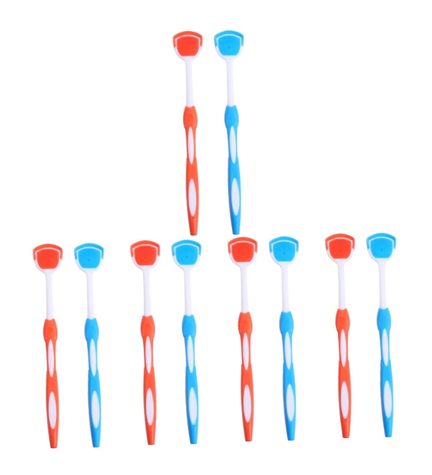 Professional Tongue Cleaner Brush - Healeved 10 STK Adult Tongue Cleaning Tools - Effective Tongue Scraping & Oral Hygiene - 19.5x3x0.6cm - Buy Online on GoSupps.com