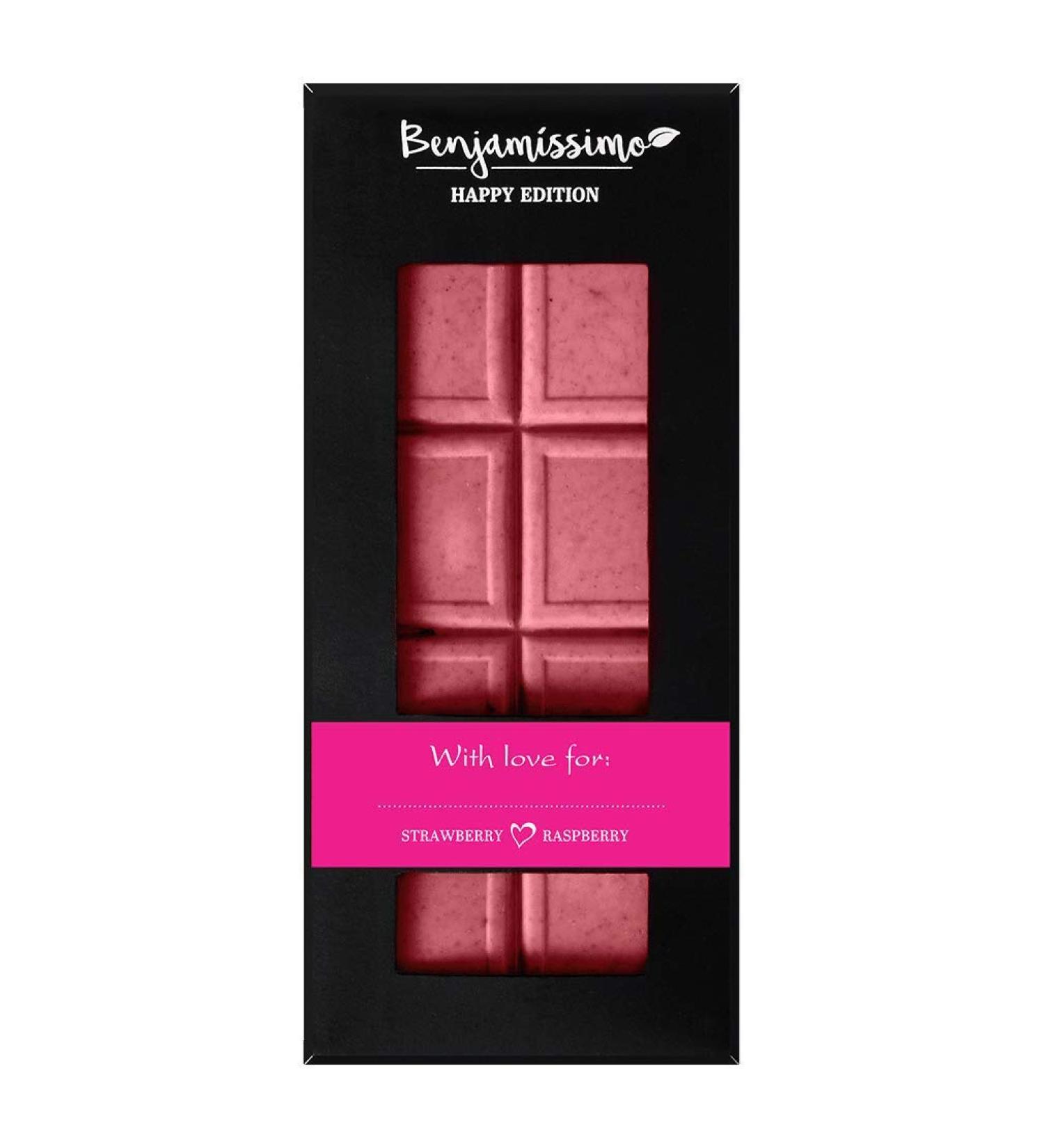 Benjamissimo Benjamissimo Organic vegan chocolate with strawberry and raspberry 60g