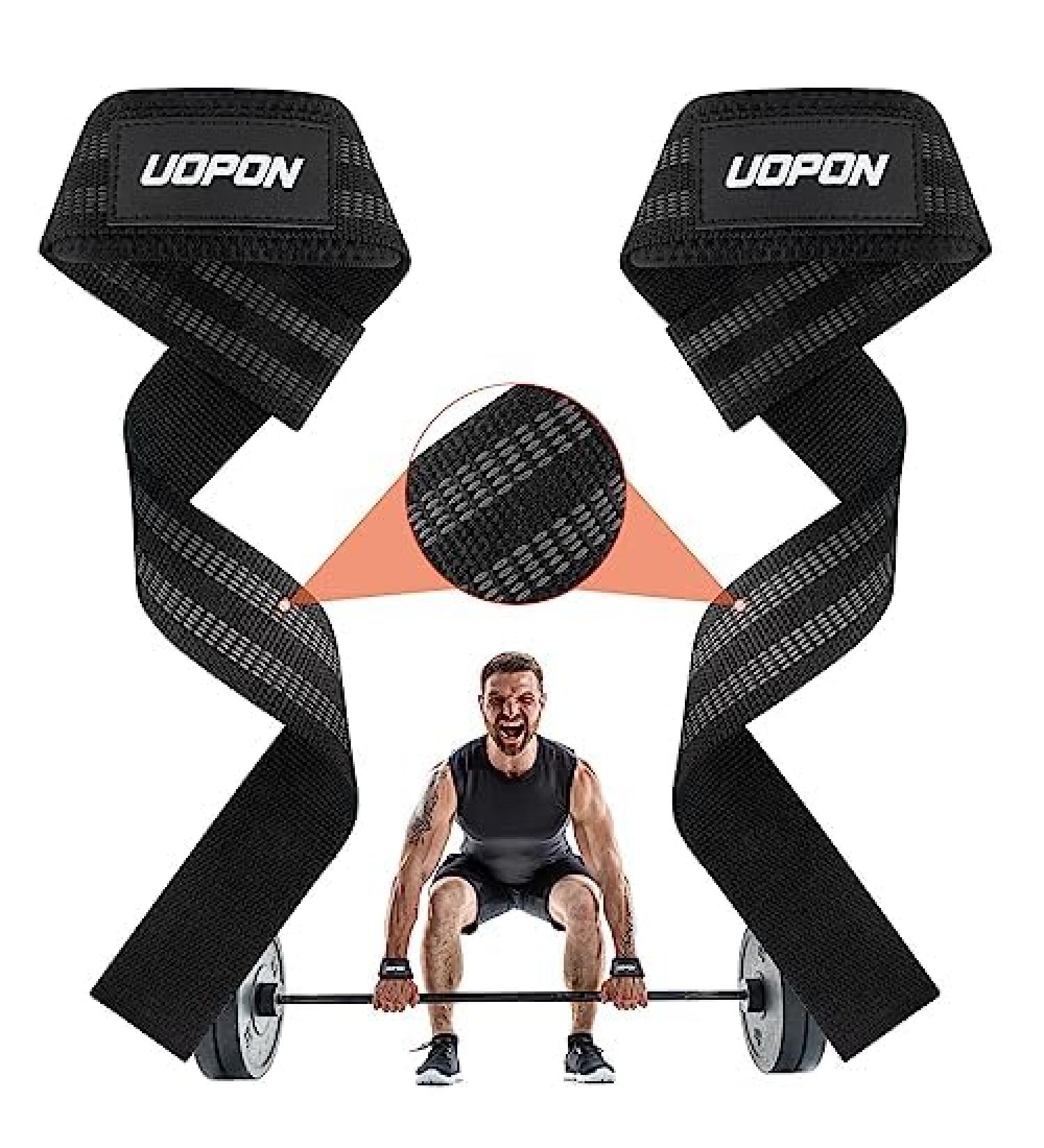 Train Aid Strength Training Lifting Straps - 62 cm Non-Slip Latex Strips for Bodybuilding & Weightlifting - Professional Gym Handle Aids (2-Pack) - Black - Buy Online on GoSupps.com