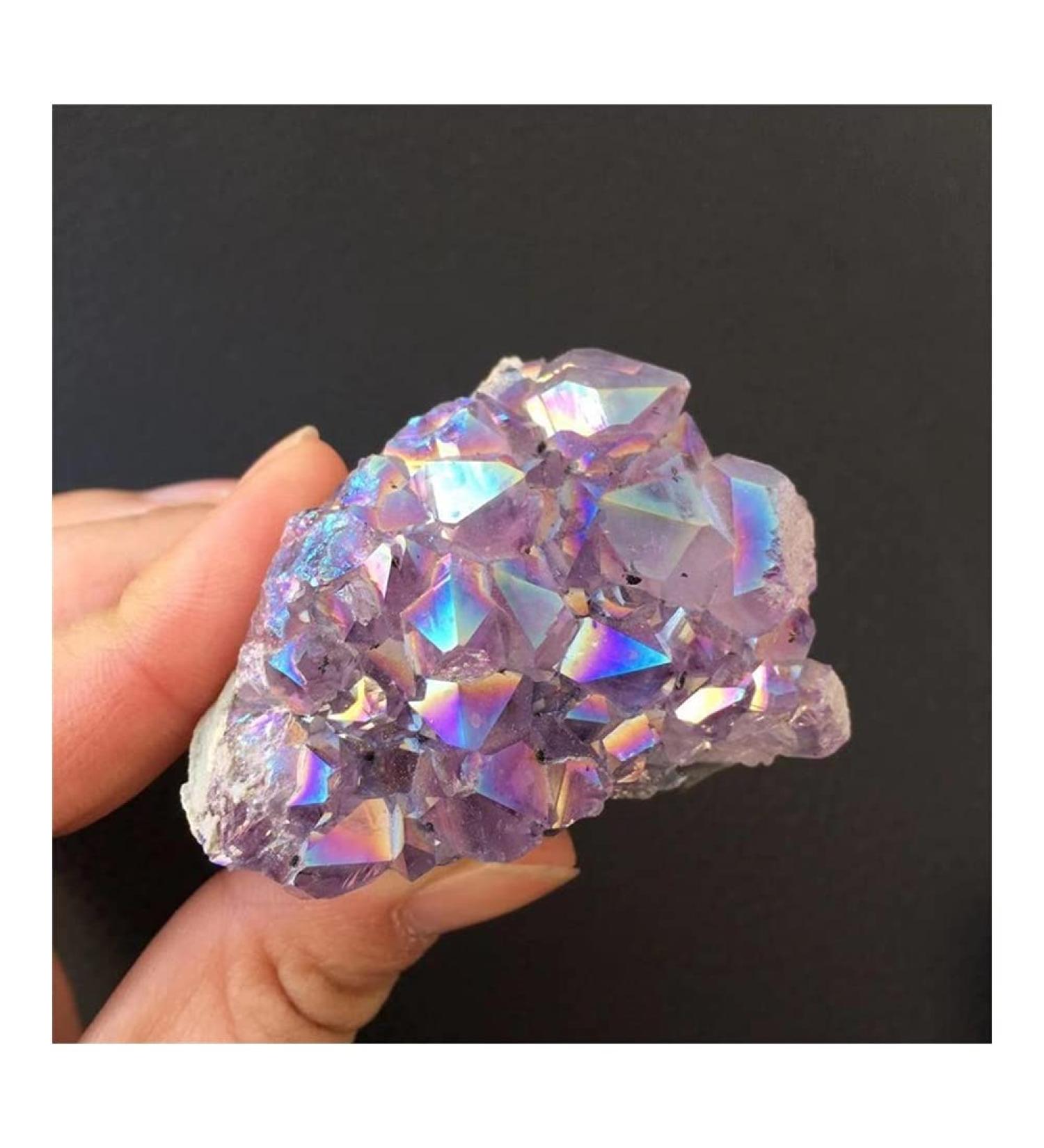 Decorative Ornaments Cute Rainbow Angel Halo Amethyst Cluster Natural Quartz Crystal Rough Stone 's Gift Stone Mineral Specimen - Buy Online on GoSupps.com