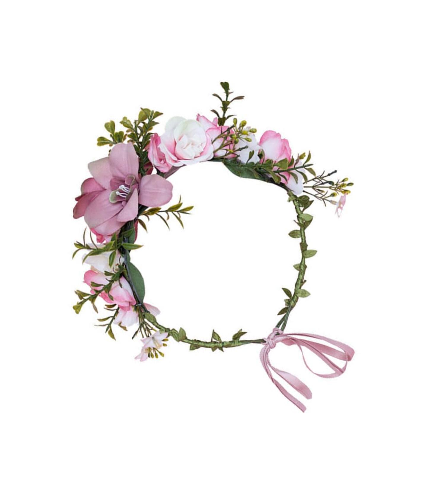 minkissy Piece Wreath Ribbon Headband Floral Hair Hoop Women Flower Headband Floral Garland Festivals Photo Props Garland Hairband Hawaiian Leis Flowers Fabric Bride Artificial Flower