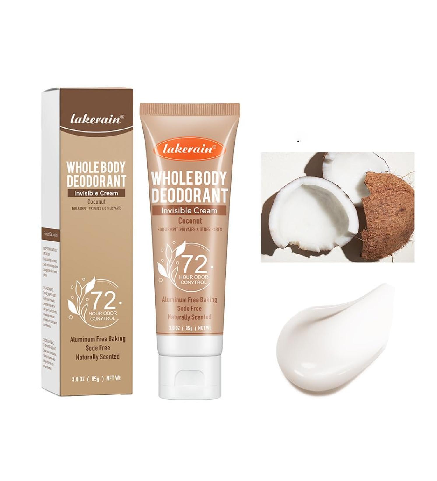 Coconut Deodorant Natural Deodorant for Men and Women Vegan and Cruelty-Free Solid Cream 3.0 oz - Buy Online on GoSupps.com