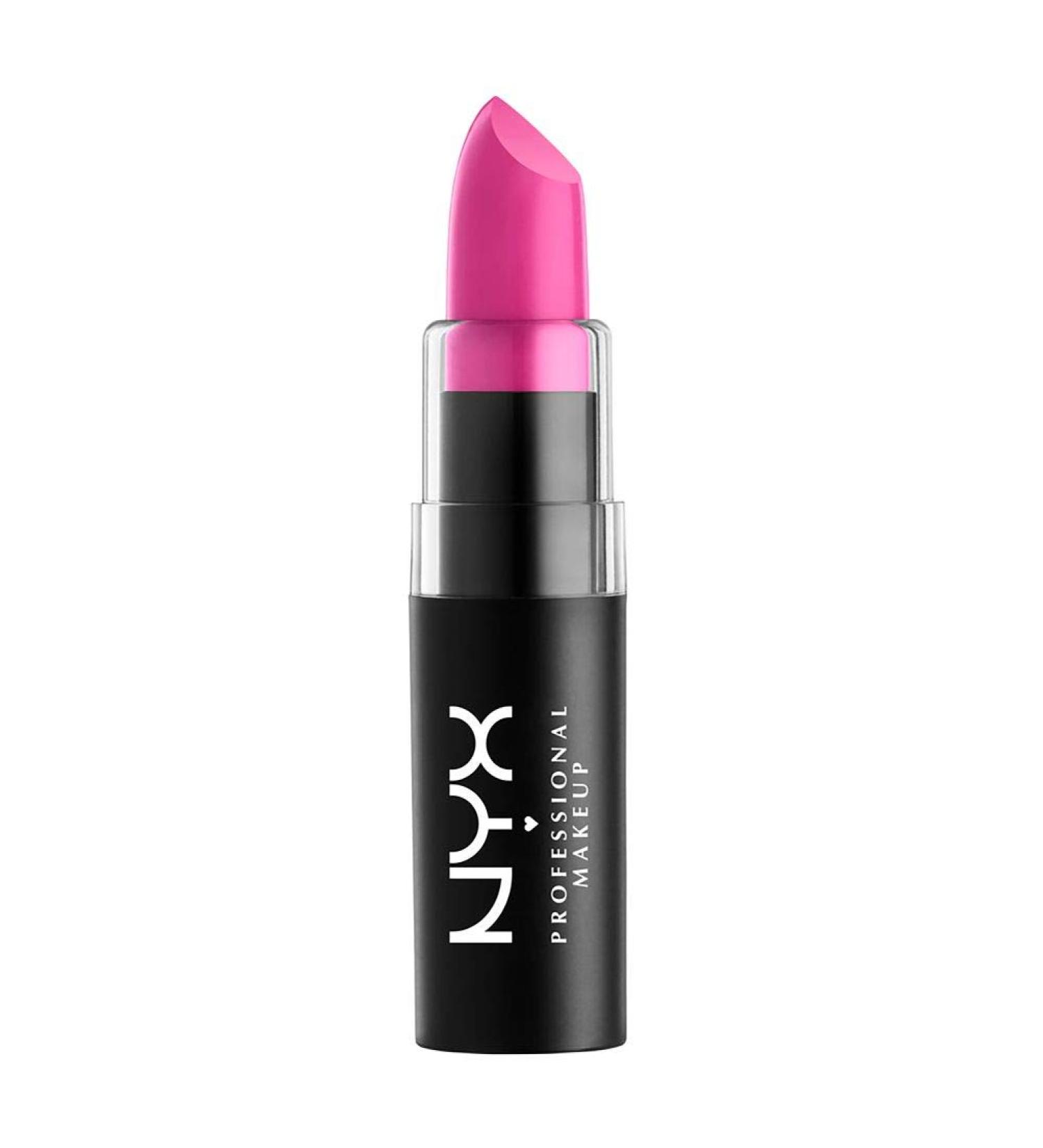 NYX Matte Lipstick in Shocking Pink - Long-Lasting Blue-Toned Hot Pink Shade - 1 Count - Buy Online on GoSupps.com