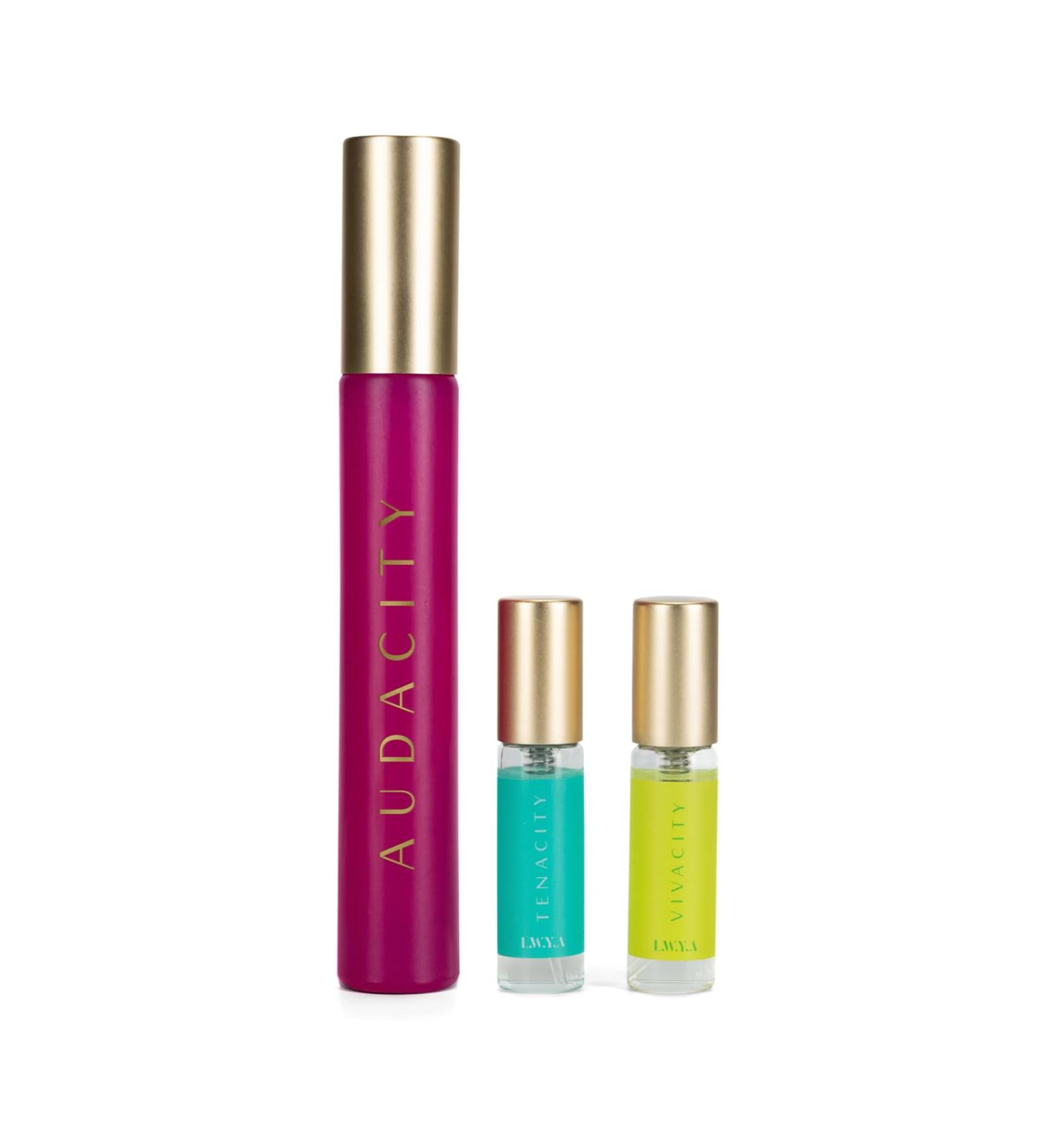 Audacity Fragrance Discovery Set - Perfumes for Women with Sweet Scents - Express Your Aura with Audacity Tenacity Vivacity EDP Sprays - 3 pc