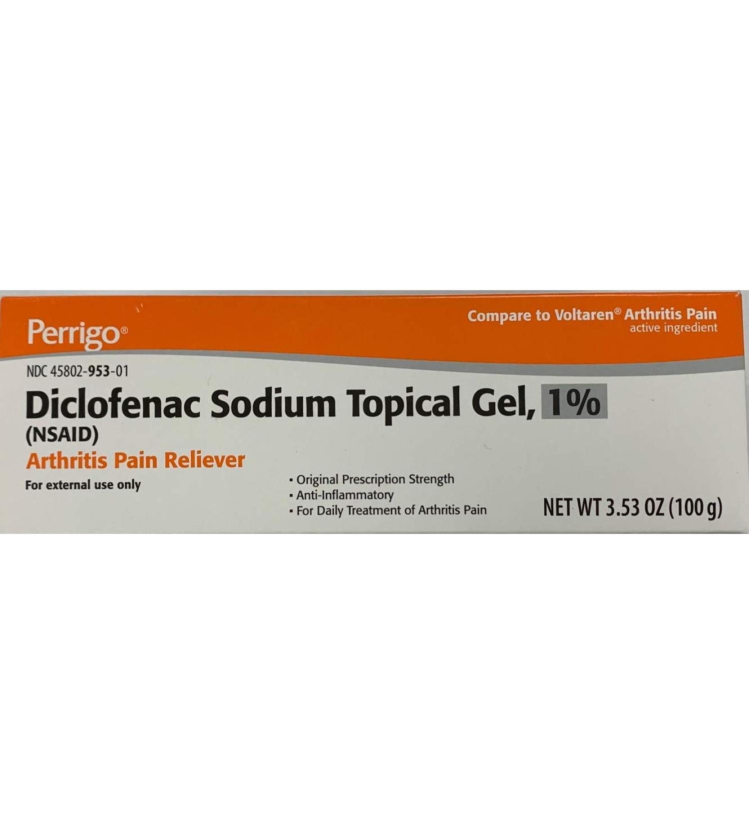Perrigo Diclofenac Sodium Topical Gel 1% - Arthritis Pain Relief for Hands Wrists Elbows & More | Compare to VOLTAREN - 3.53 oz International Shipping Available - Buy Online on GoSupps.com