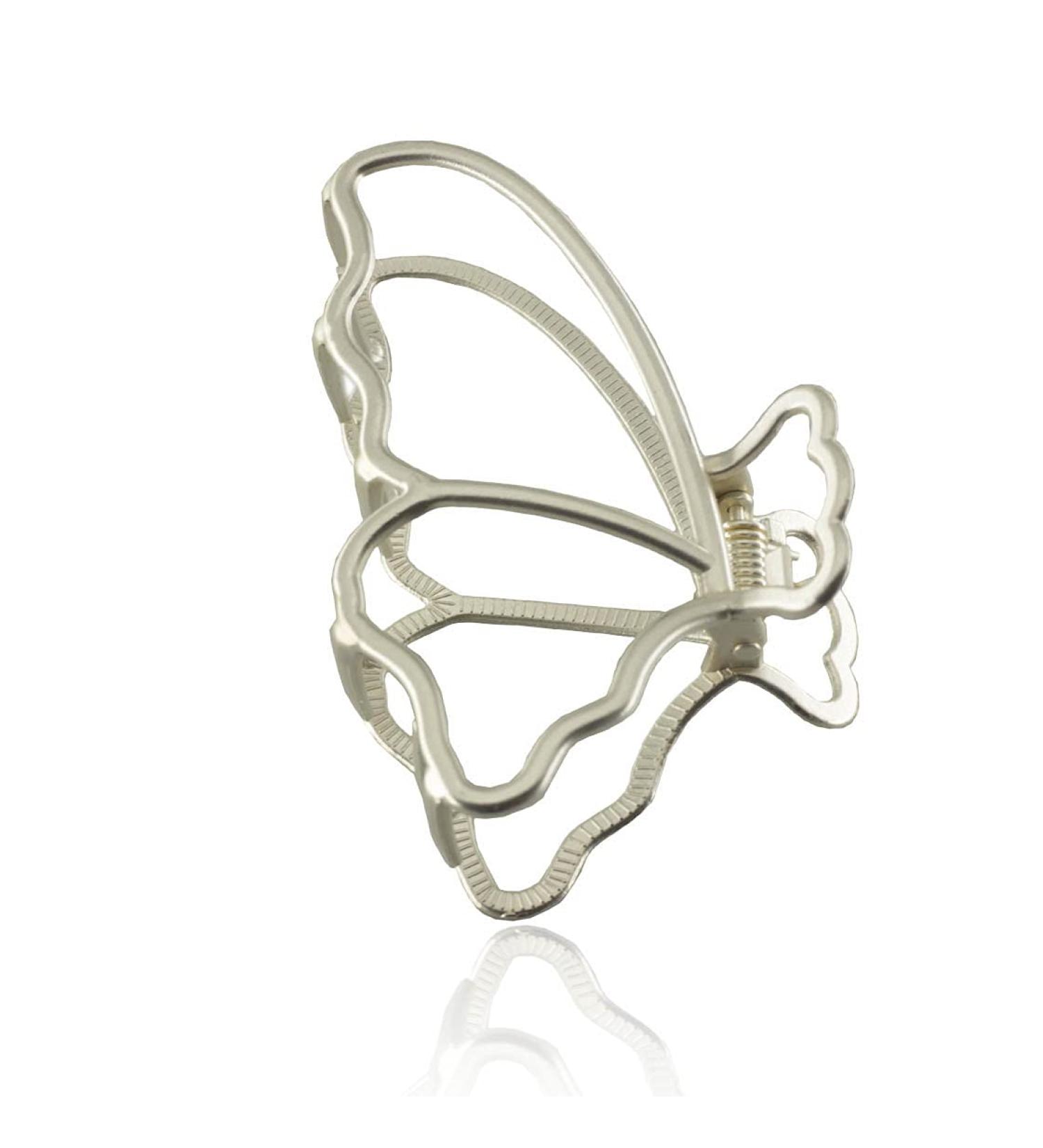 Large Premium Metal Hair Claw Clips for Women - 3 Inch Nonslip Butterfly Clips in Silver - Strong Hold Hair Clamps for Styling - Fashion Hair Accessories for All Hair Types - Buy Online on GoSupps.com