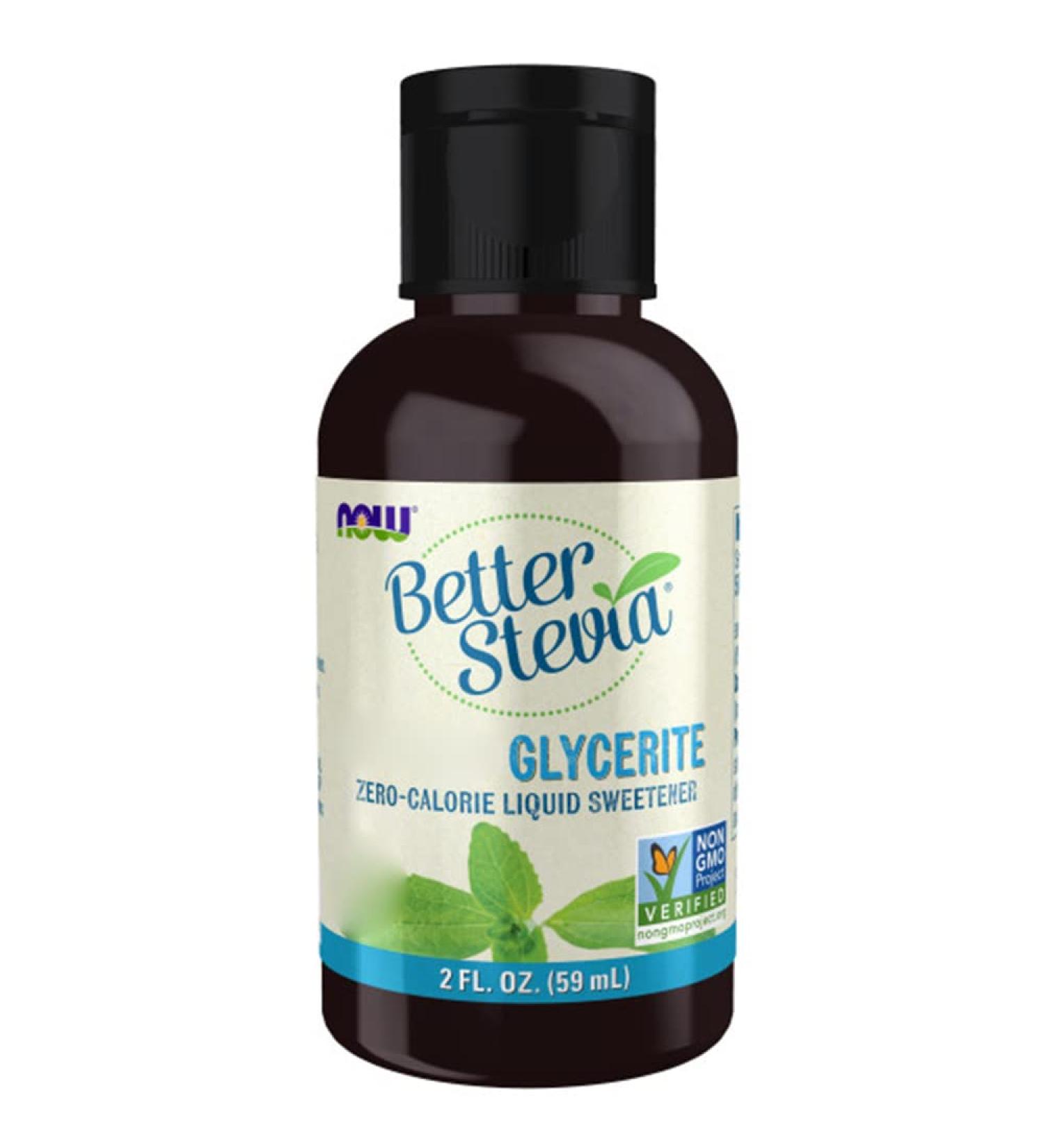 Now Foods BetterStevia Glycerite Liquid 60ml - Vegan Sugar Substitute - Lab-Tested, Soy-Free, Gluten-Free, Non-GMO - Buy Online on GoSupps.com